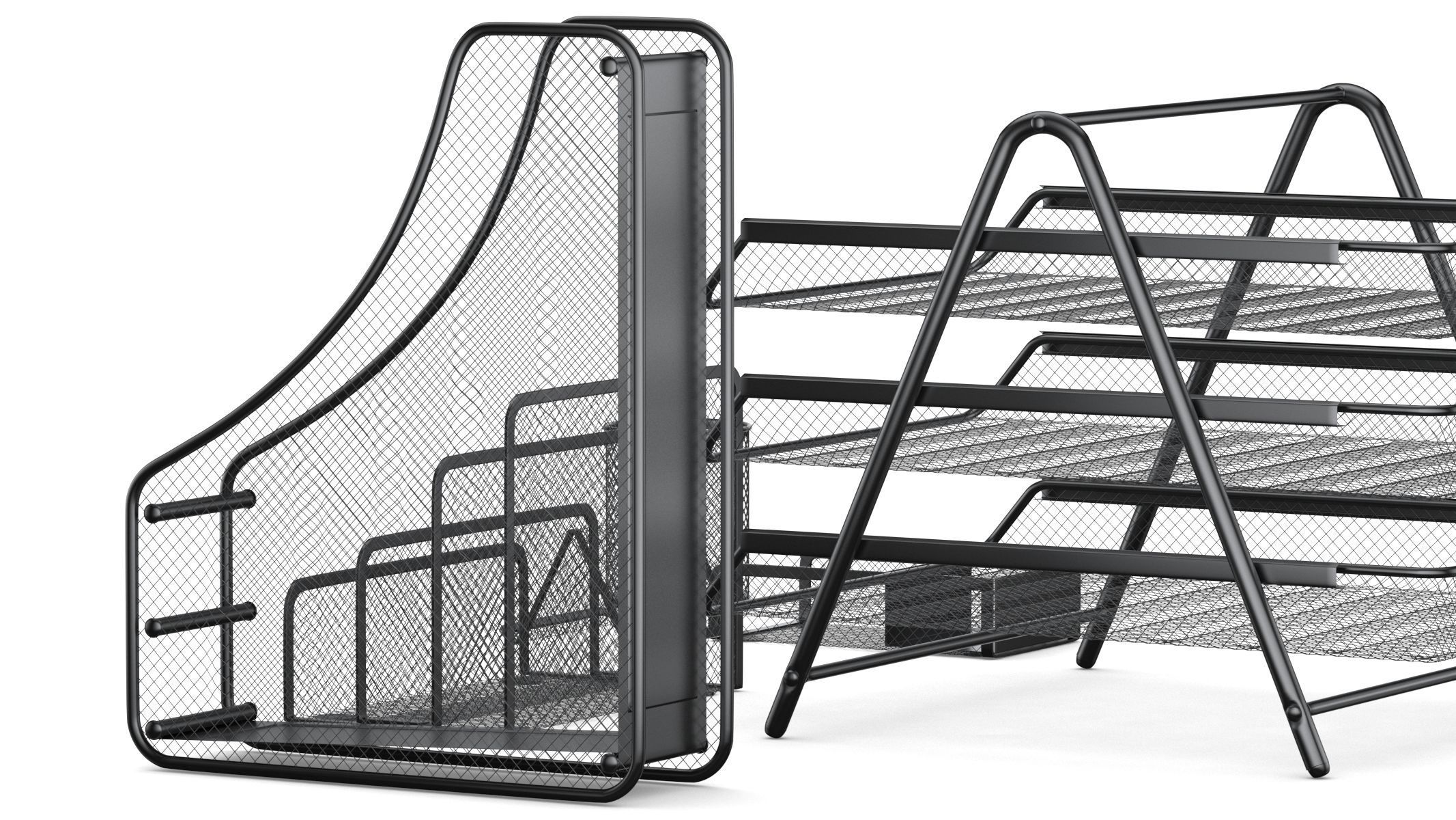 Mesh Metal Document Organizer Storage Set 3D model_15
