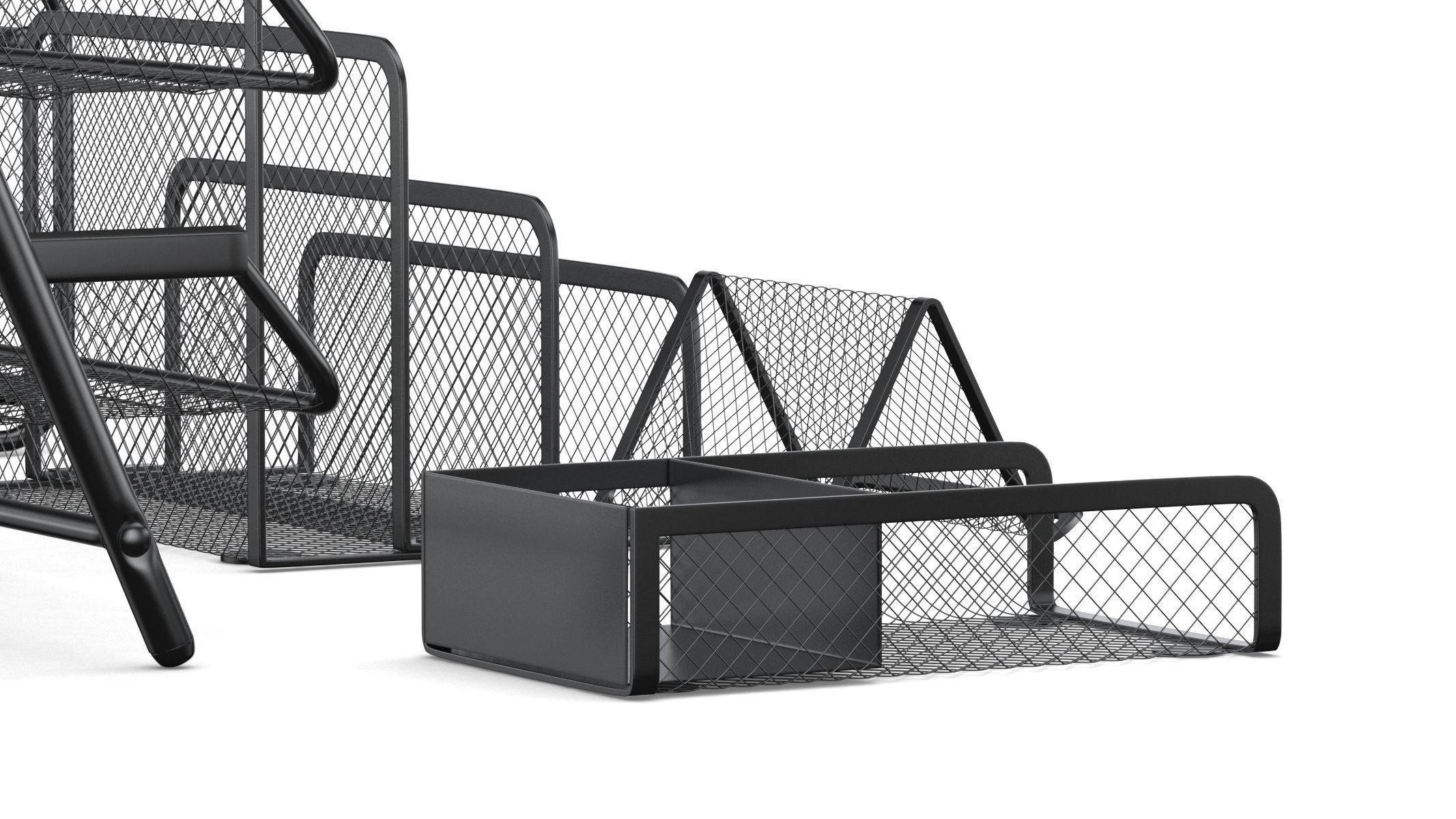 Mesh Metal Document Organizer Storage Set 3D model_17