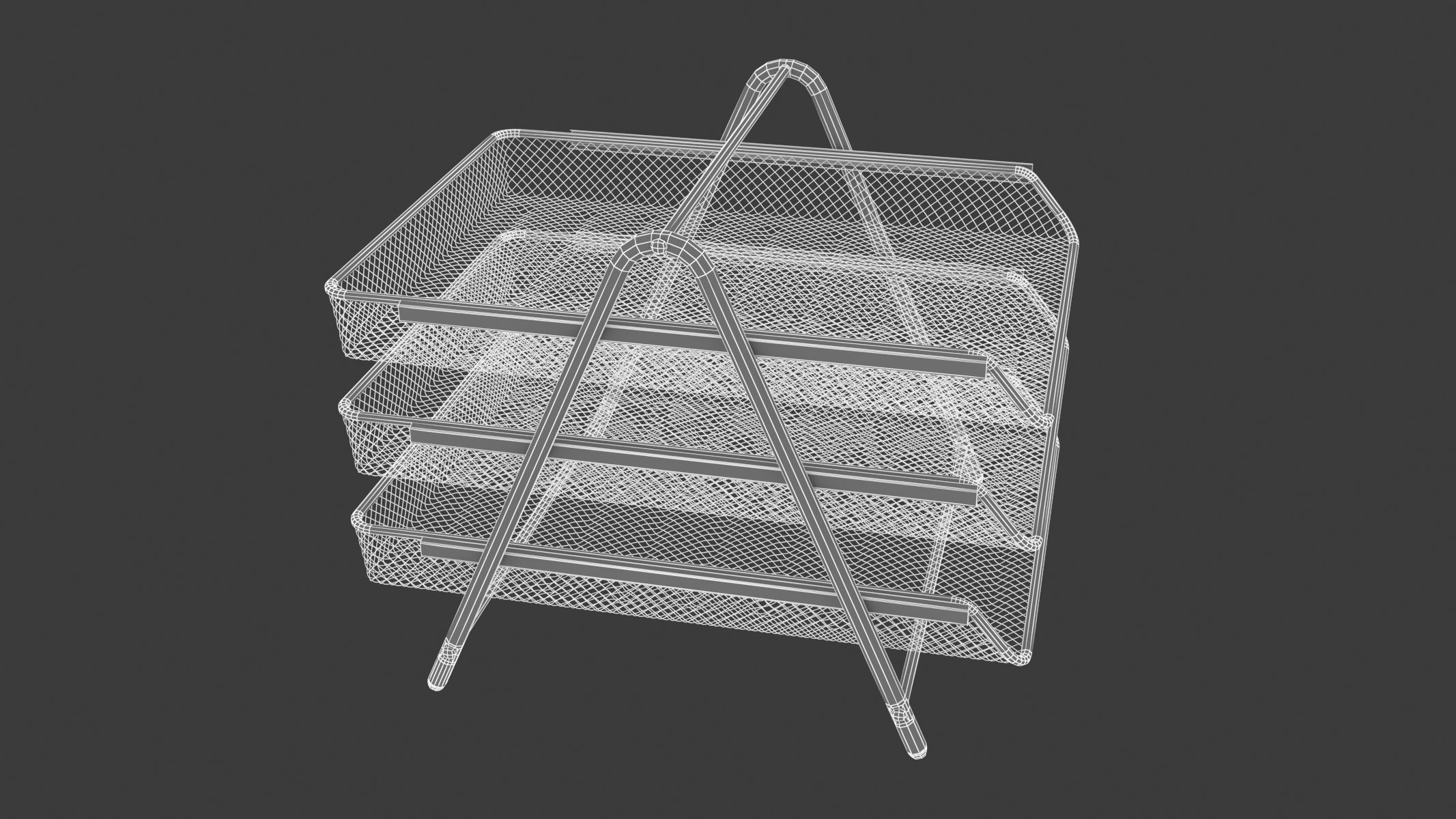 Mesh Metal Document Organizer Storage Set 3D model_28
