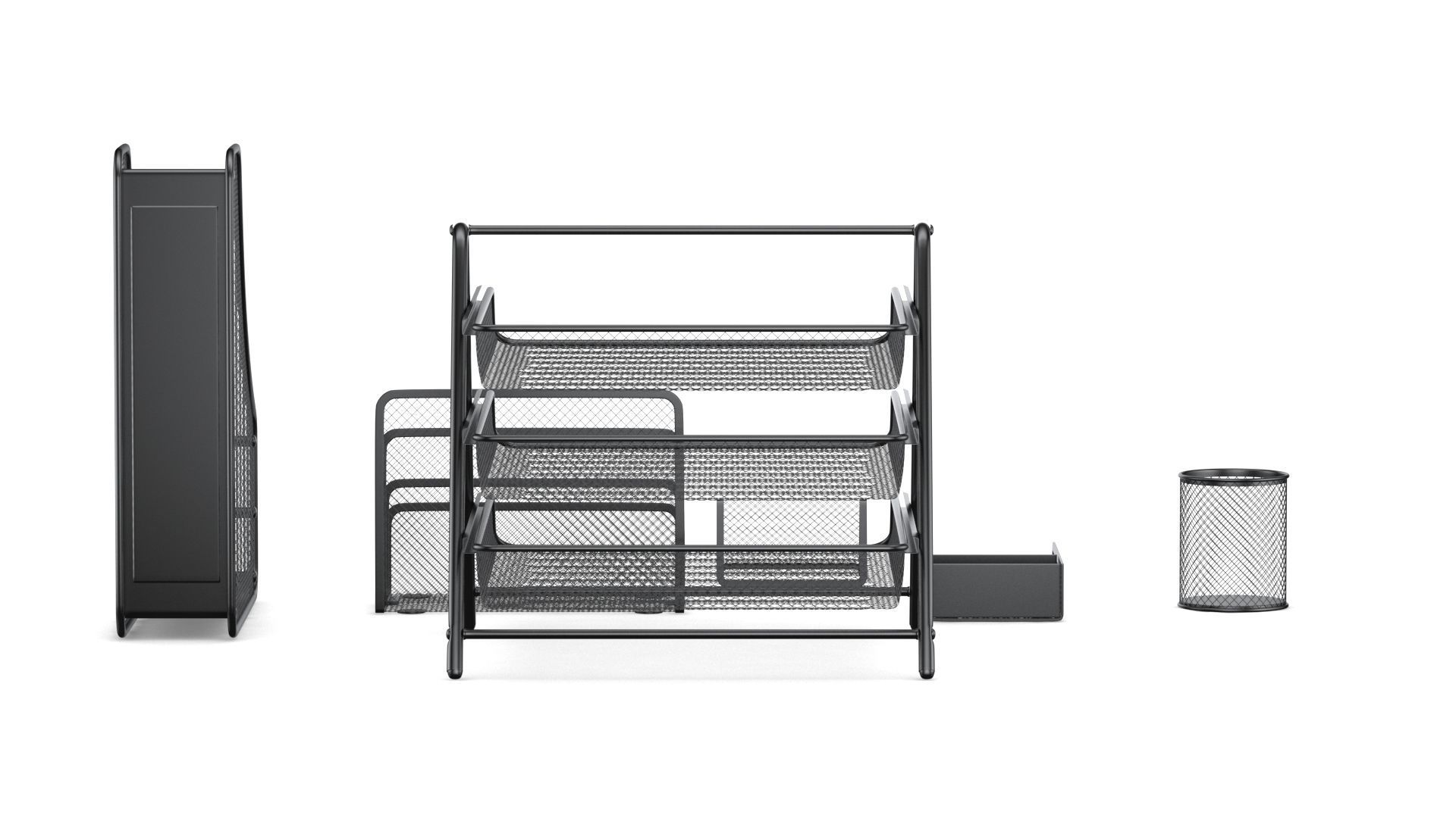 Mesh Metal Document Organizer Storage Set 3D model_6