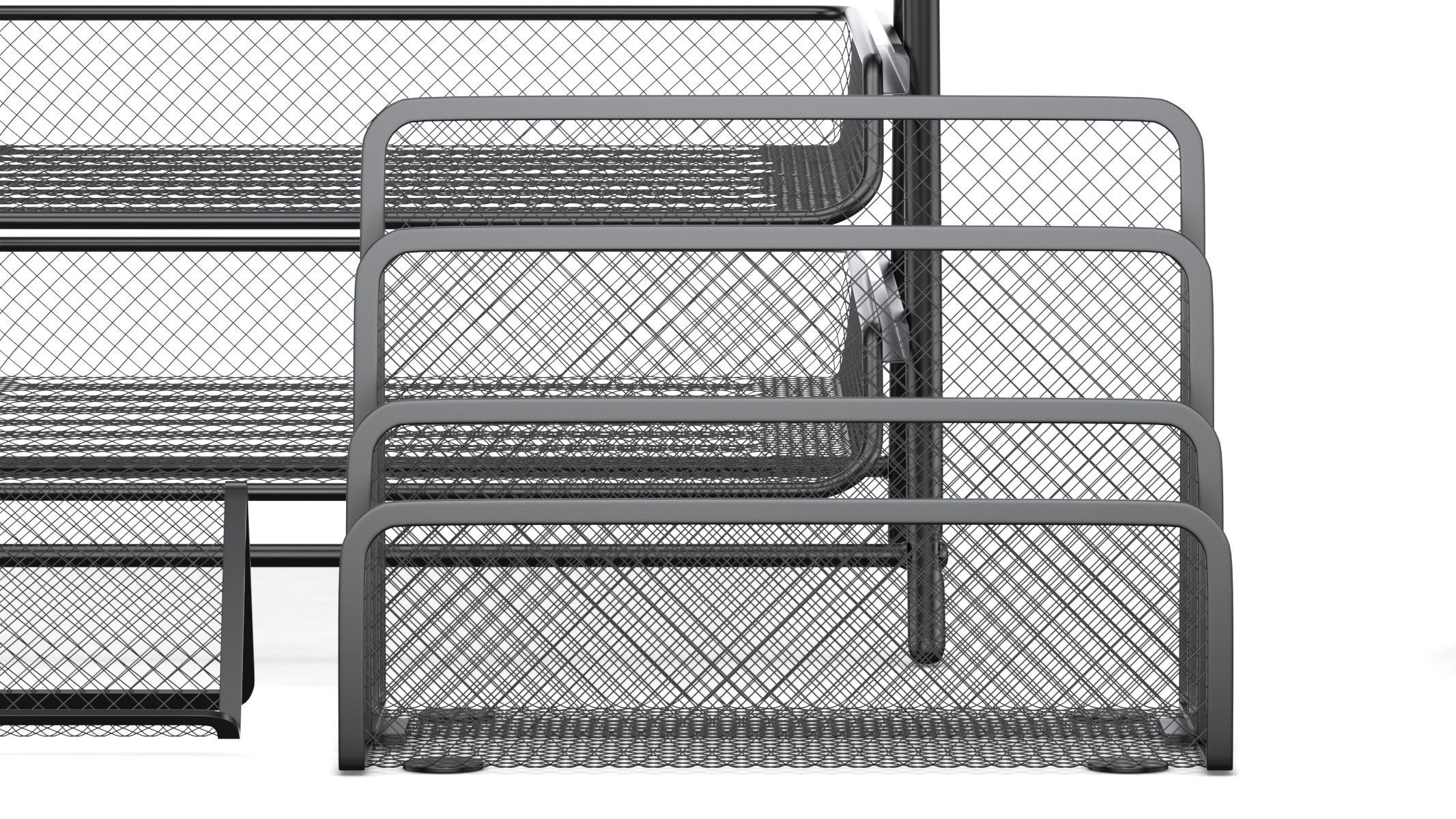 Mesh Metal Document Organizer Storage Set 3D model_12