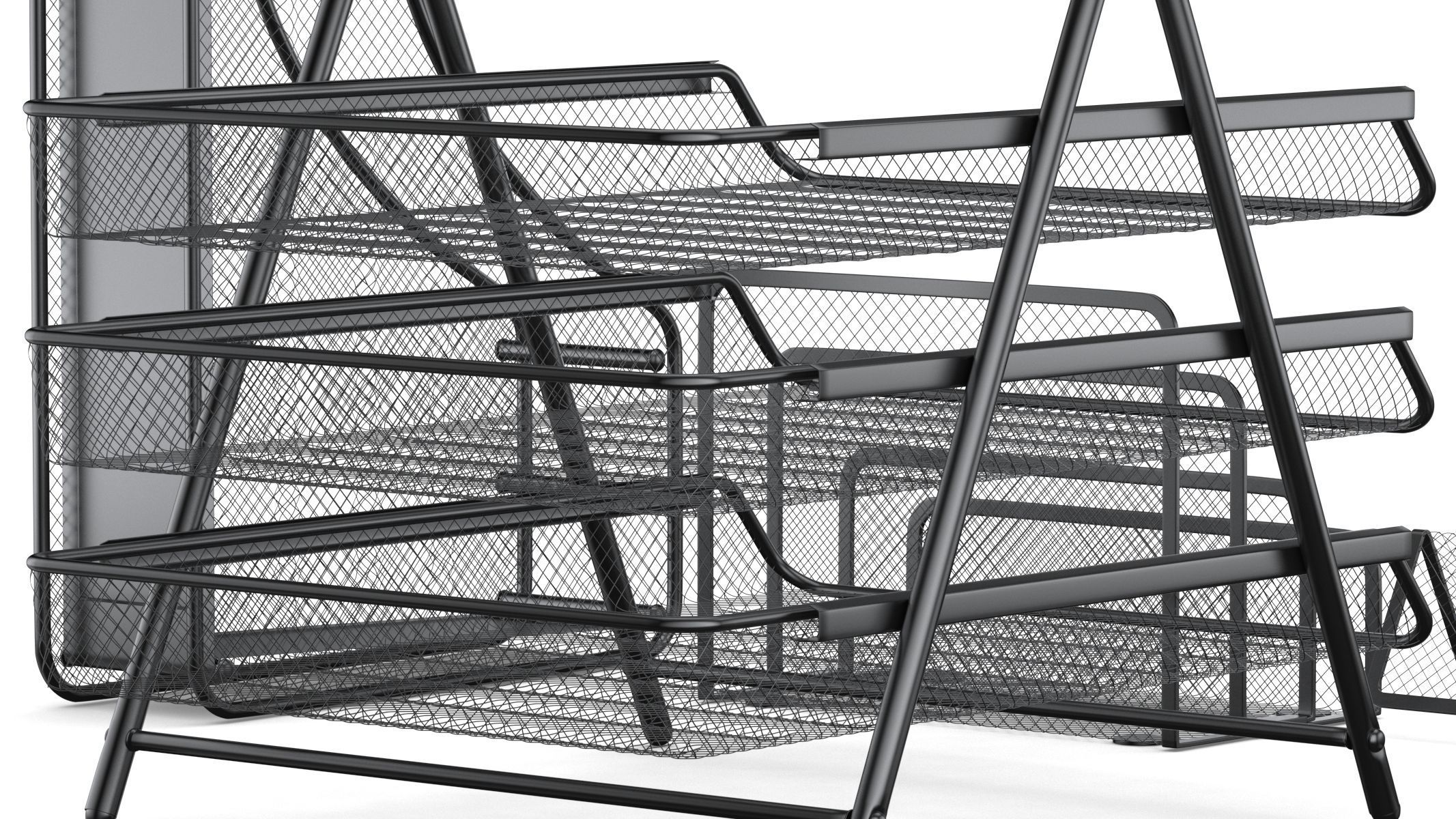 Mesh Metal Document Organizer Storage Set 3D model_16