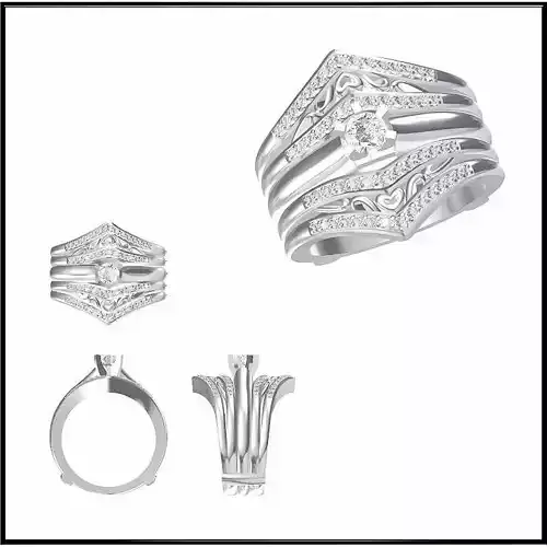 JCD Format Wedding band rings for women rhino 3d jewelry 3D print model