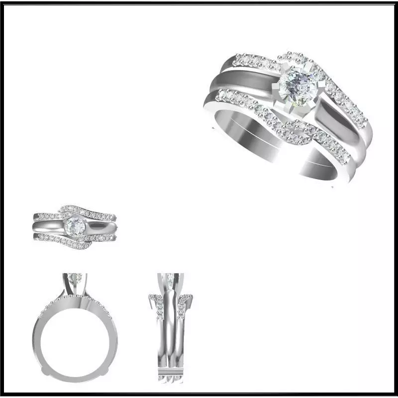 JCD Format Wedding band rings for women jewelers file set 3D print model_0