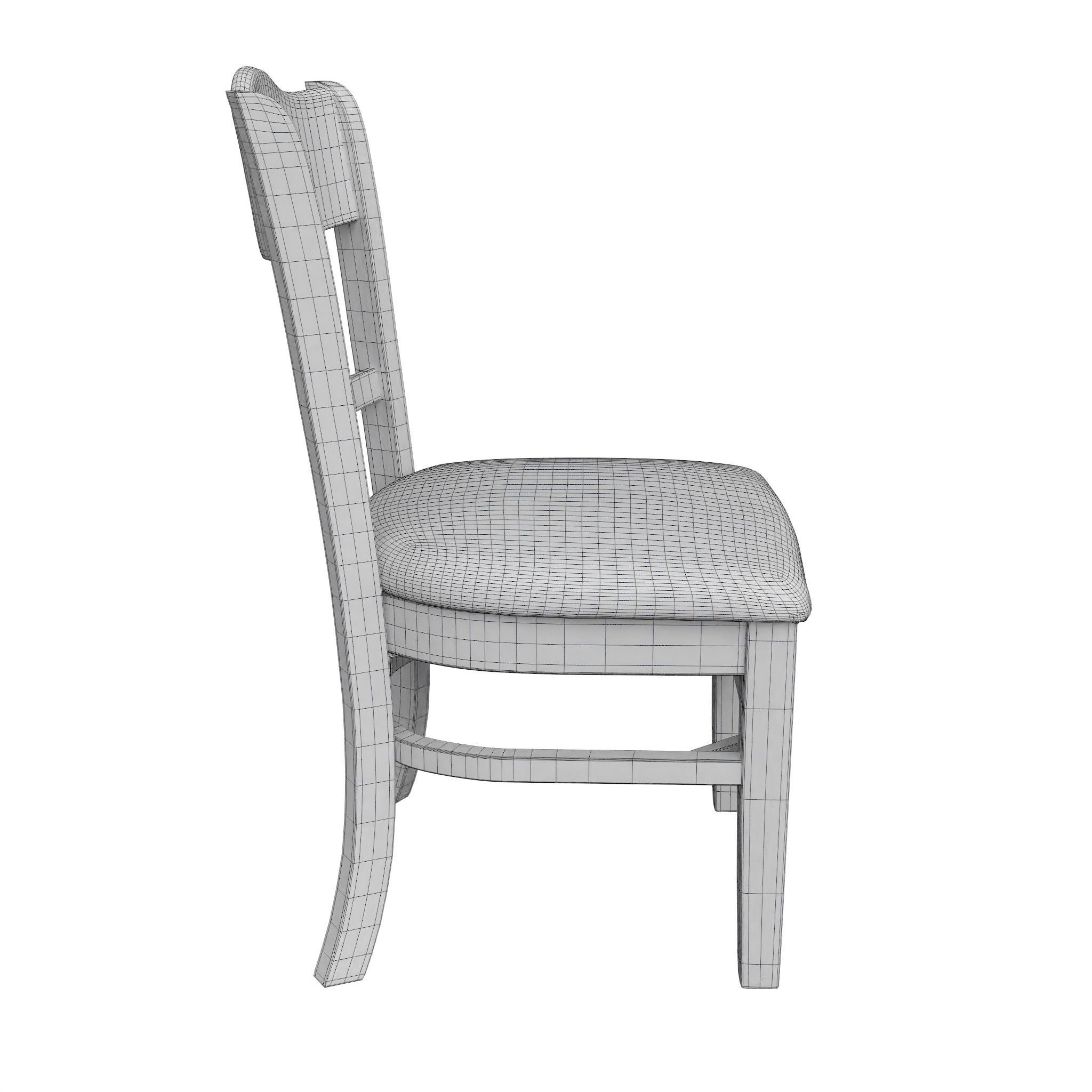 Chair-26 wooden dining chair with seat Low-poly 3D model_4