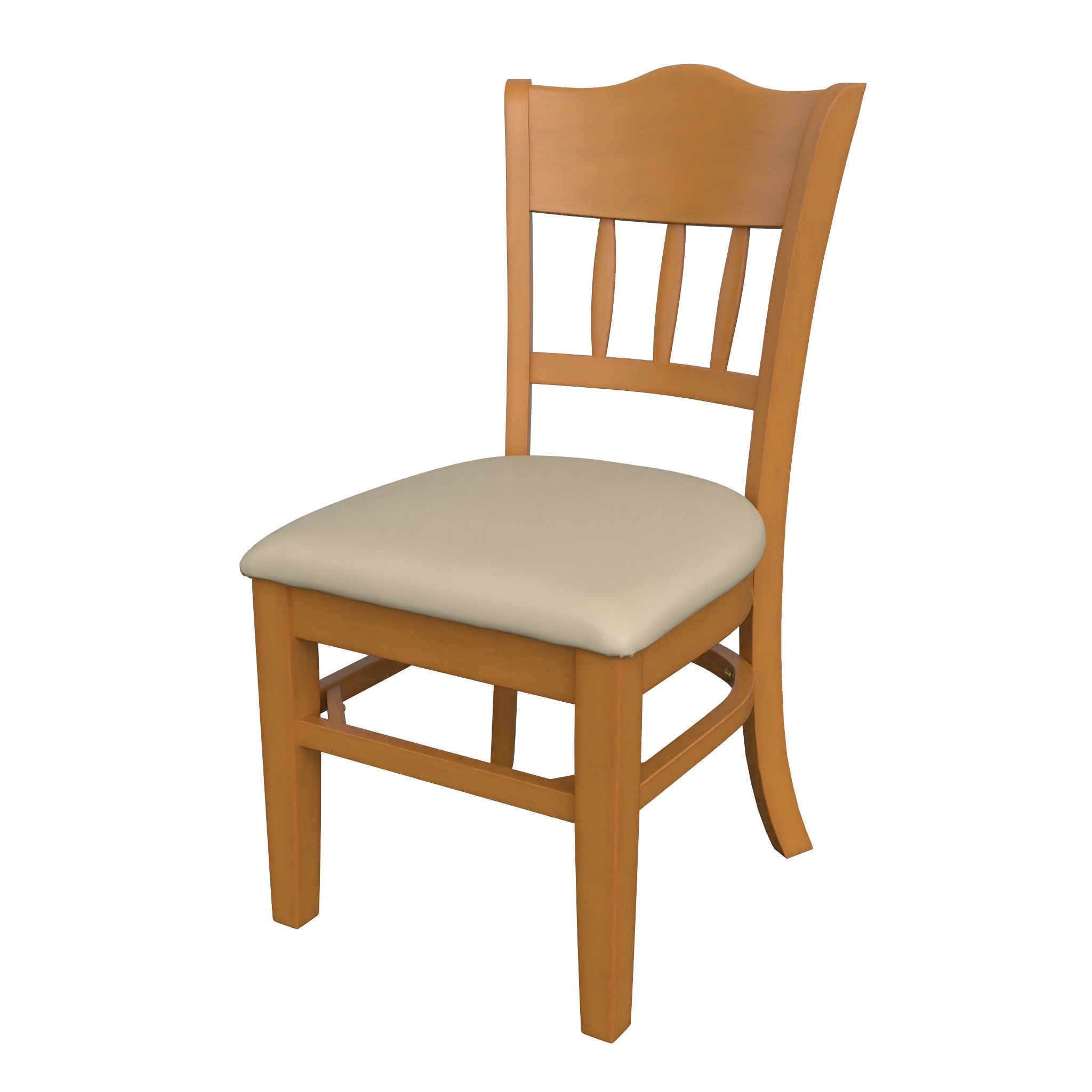 Chair-26 wooden dining chair with seat Low-poly 3D model_9