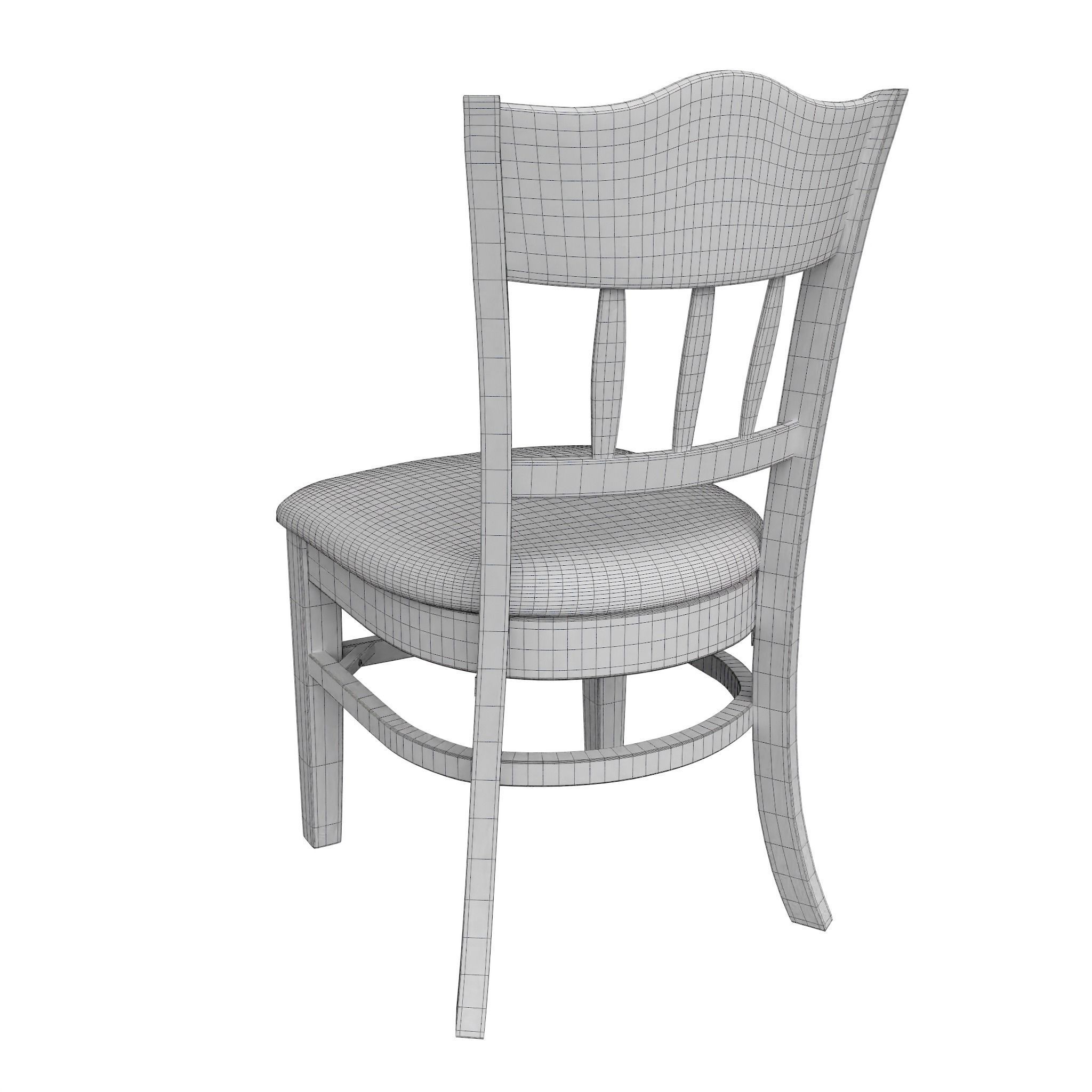 Chair-26 wooden dining chair with seat Low-poly 3D model_7