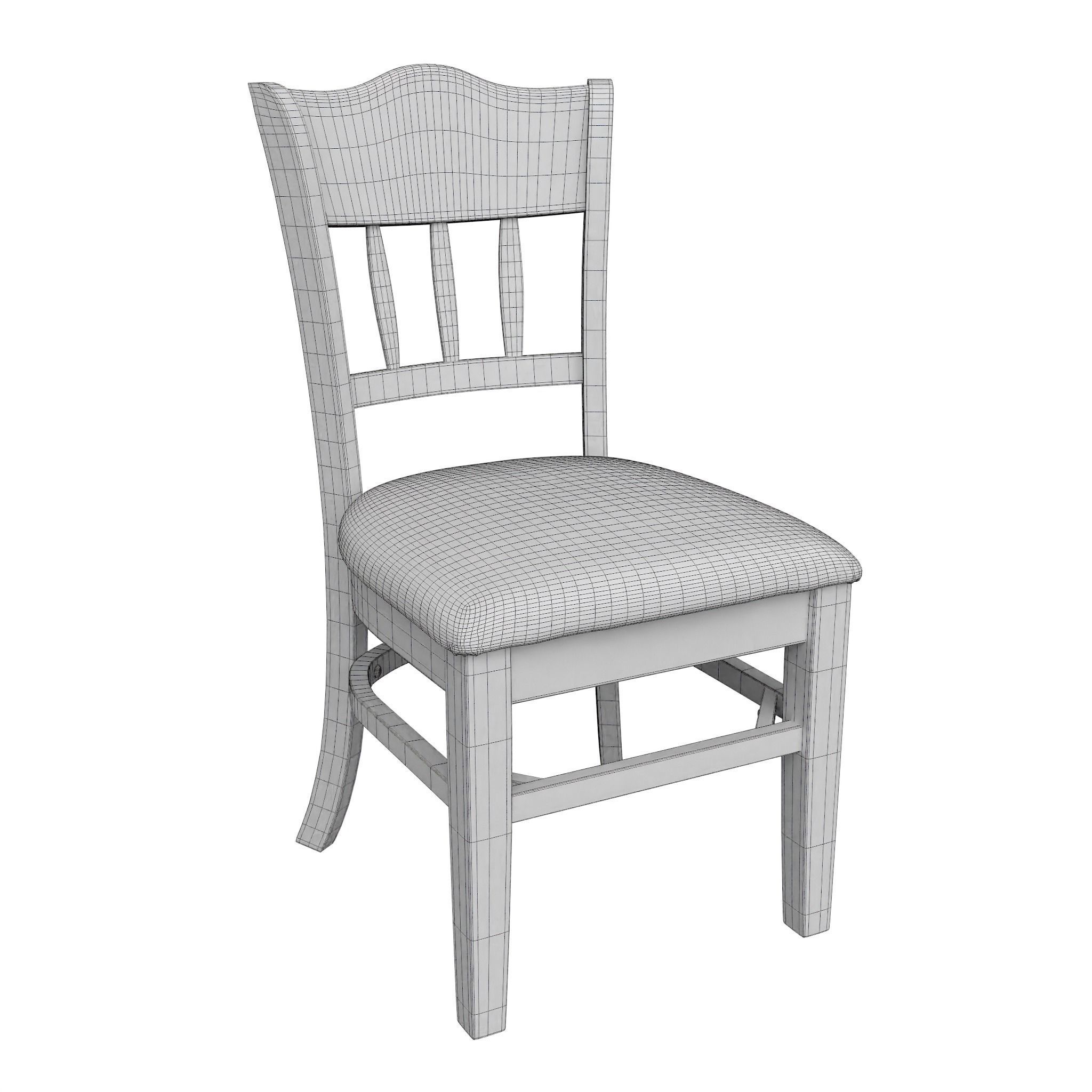Chair-26 wooden dining chair with seat Low-poly 3D model_2
