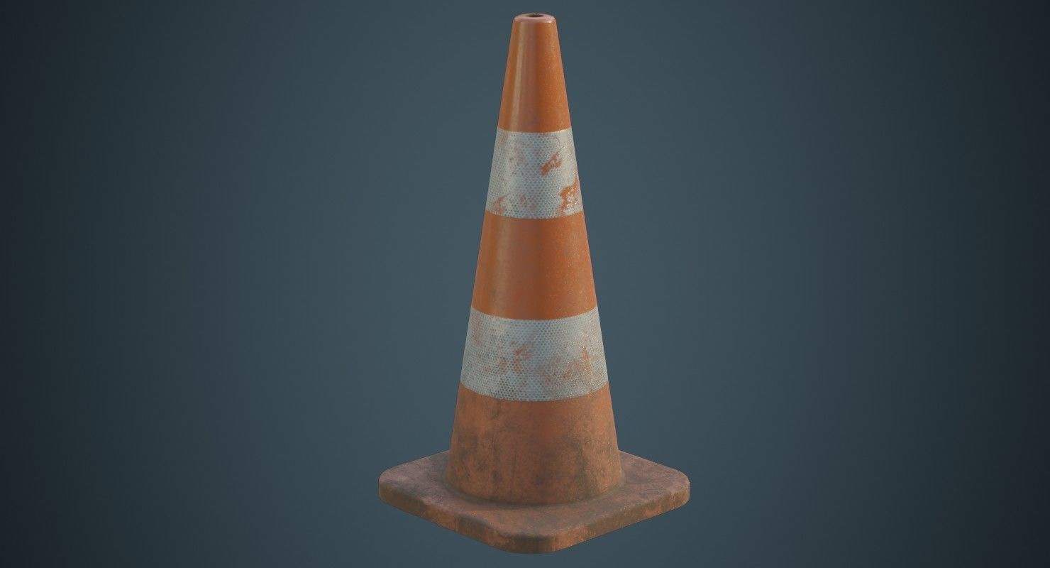 Traffic Cone 4B Low-poly 3D model_1