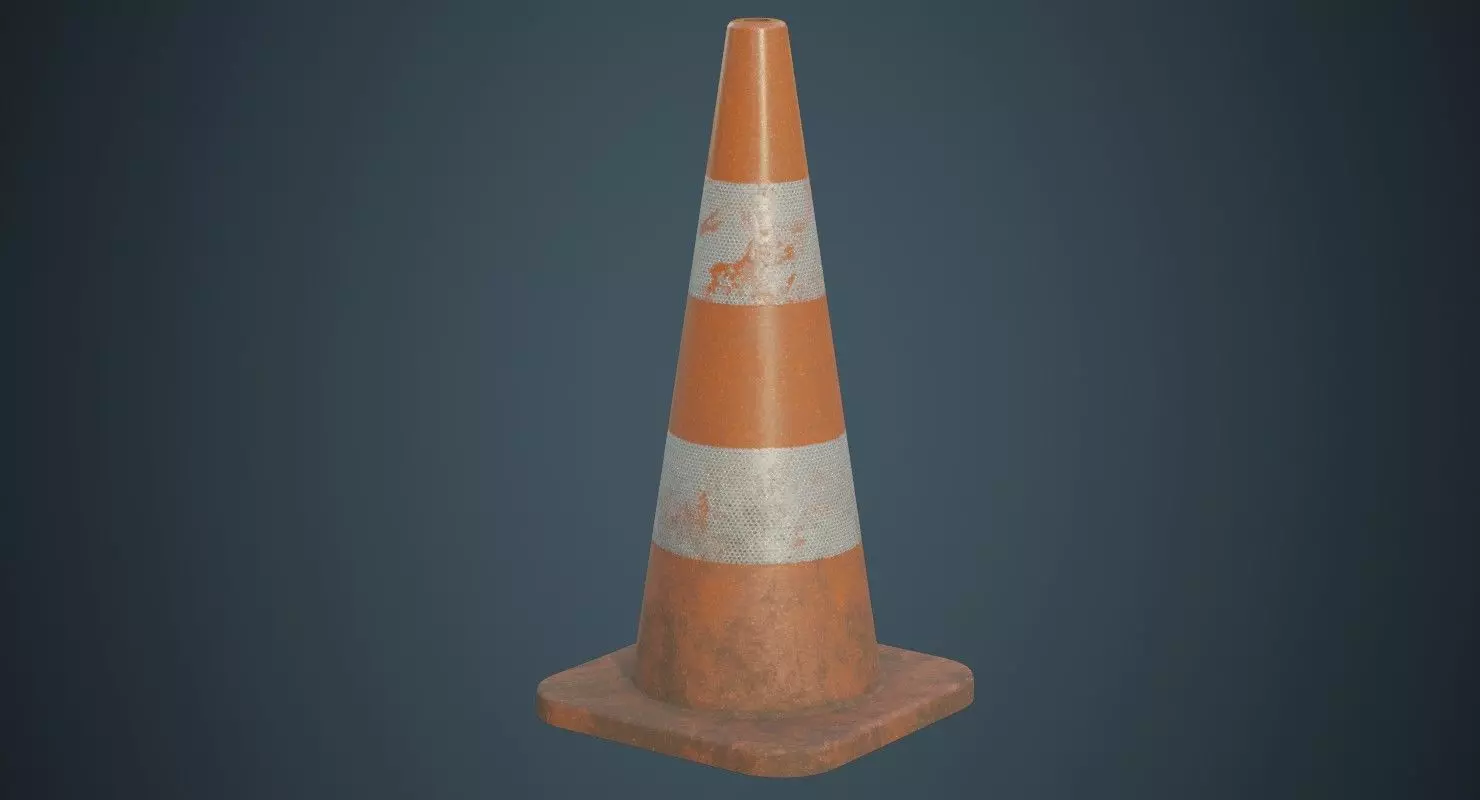 Traffic Cone 4B Low-poly 3D model_0