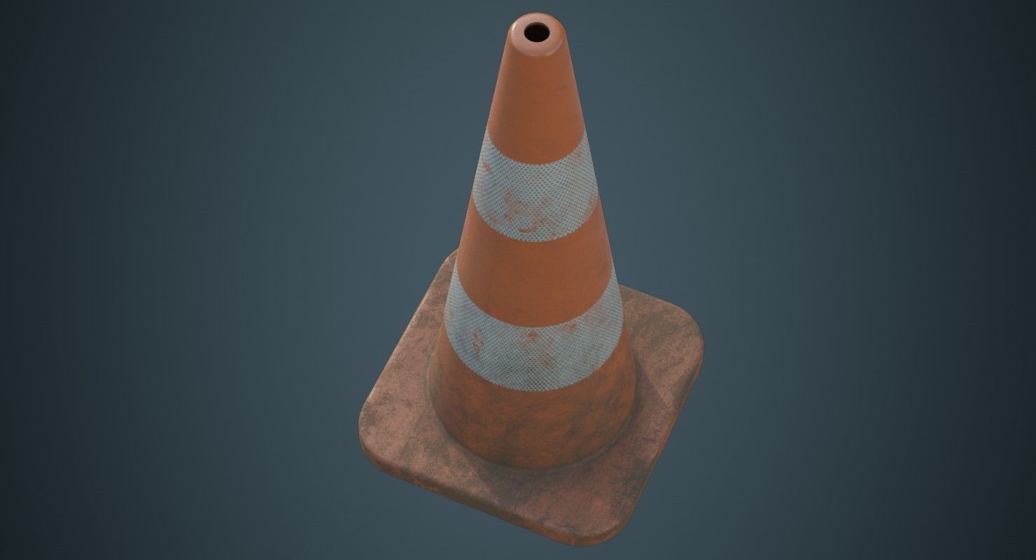 Traffic Cone 4B Low-poly 3D model_2