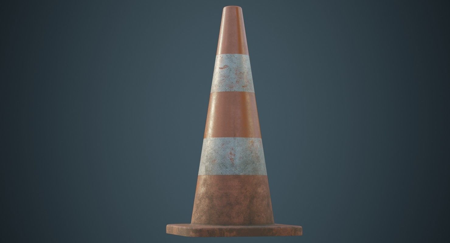 Traffic Cone 4B Low-poly 3D model_3