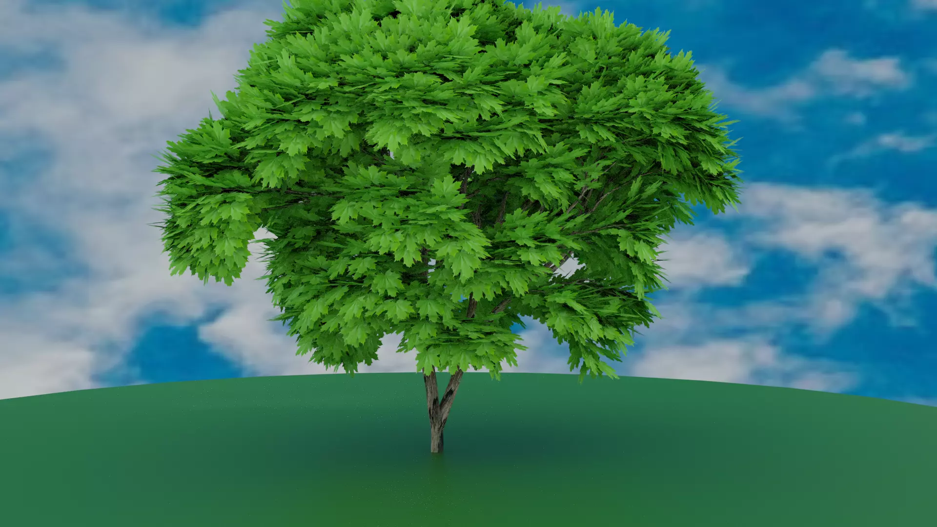 tree 3d on hill Free low-poly 3D model_0