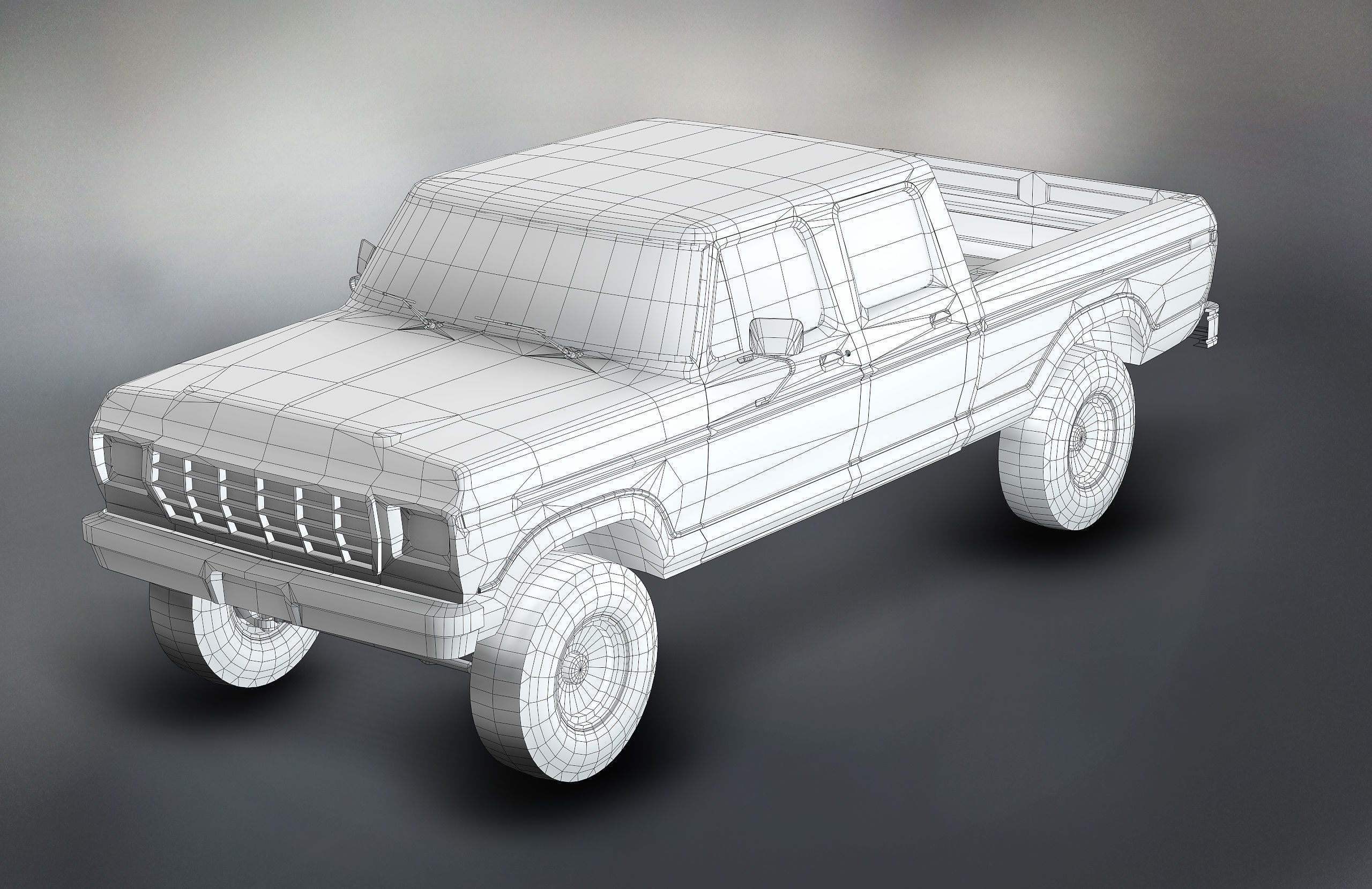 Pickup Truck Low Poly  Low-poly 3D model_4
