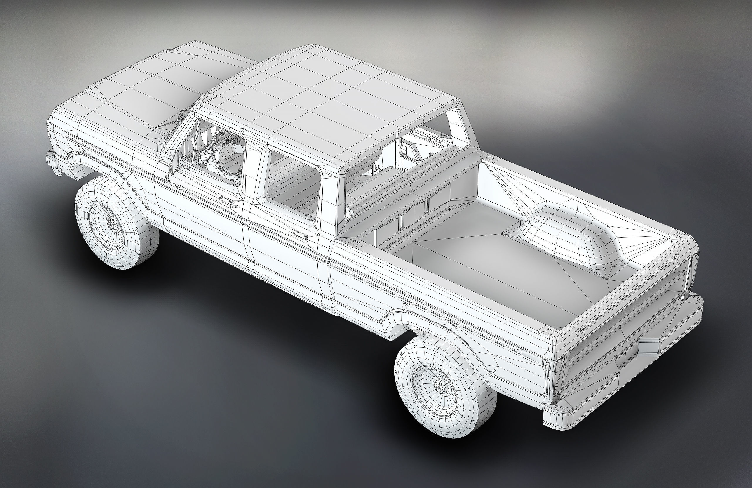 Pickup Truck Low Poly  Low-poly 3D model_6