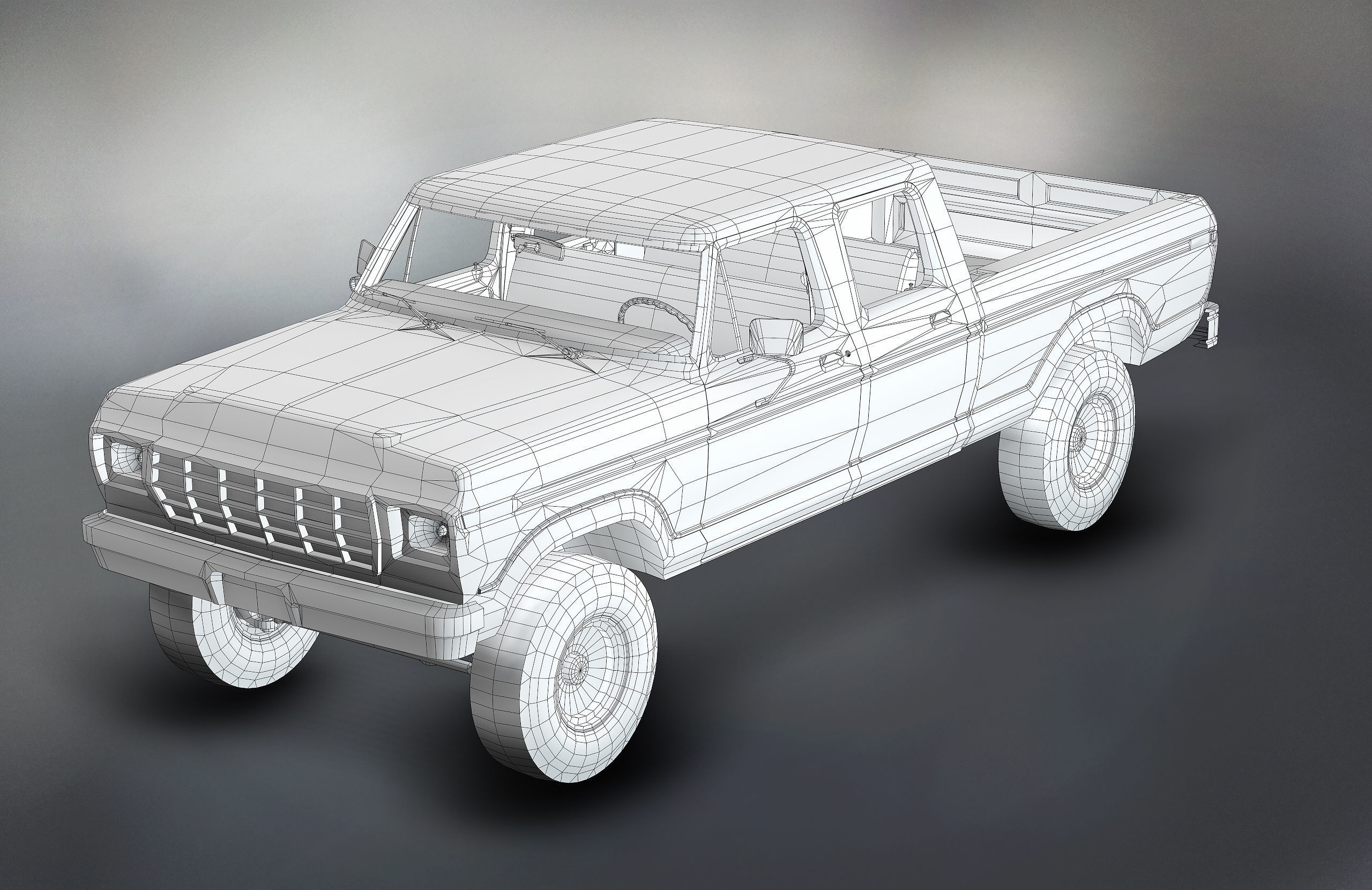 Pickup Truck Low Poly  Low-poly 3D model_5