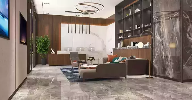 Modern Luxury Hotel Lobby Design 3D model