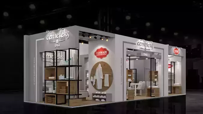 12x4 Textile Exhibiton Stand 3D Model 2 Sides Open Booth