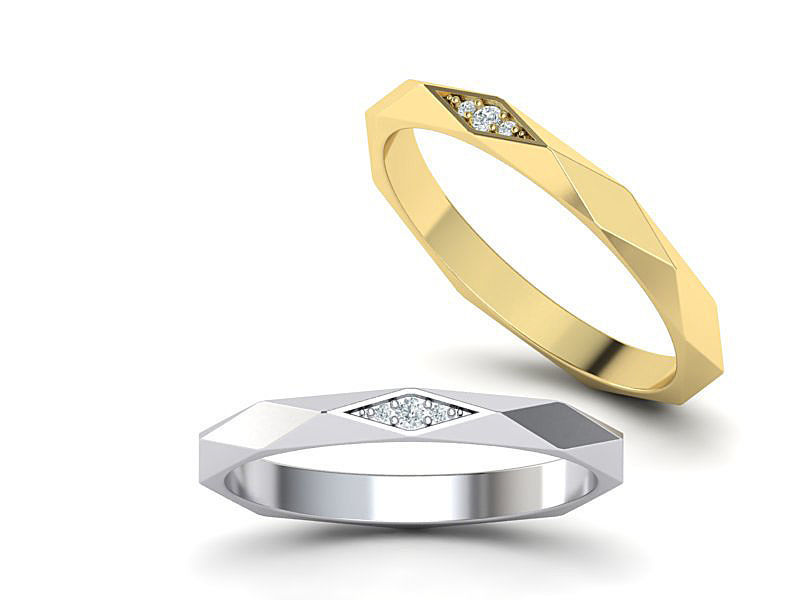 Geometric Faceted Band ring 3dmodel Many sizes 3D print model_1