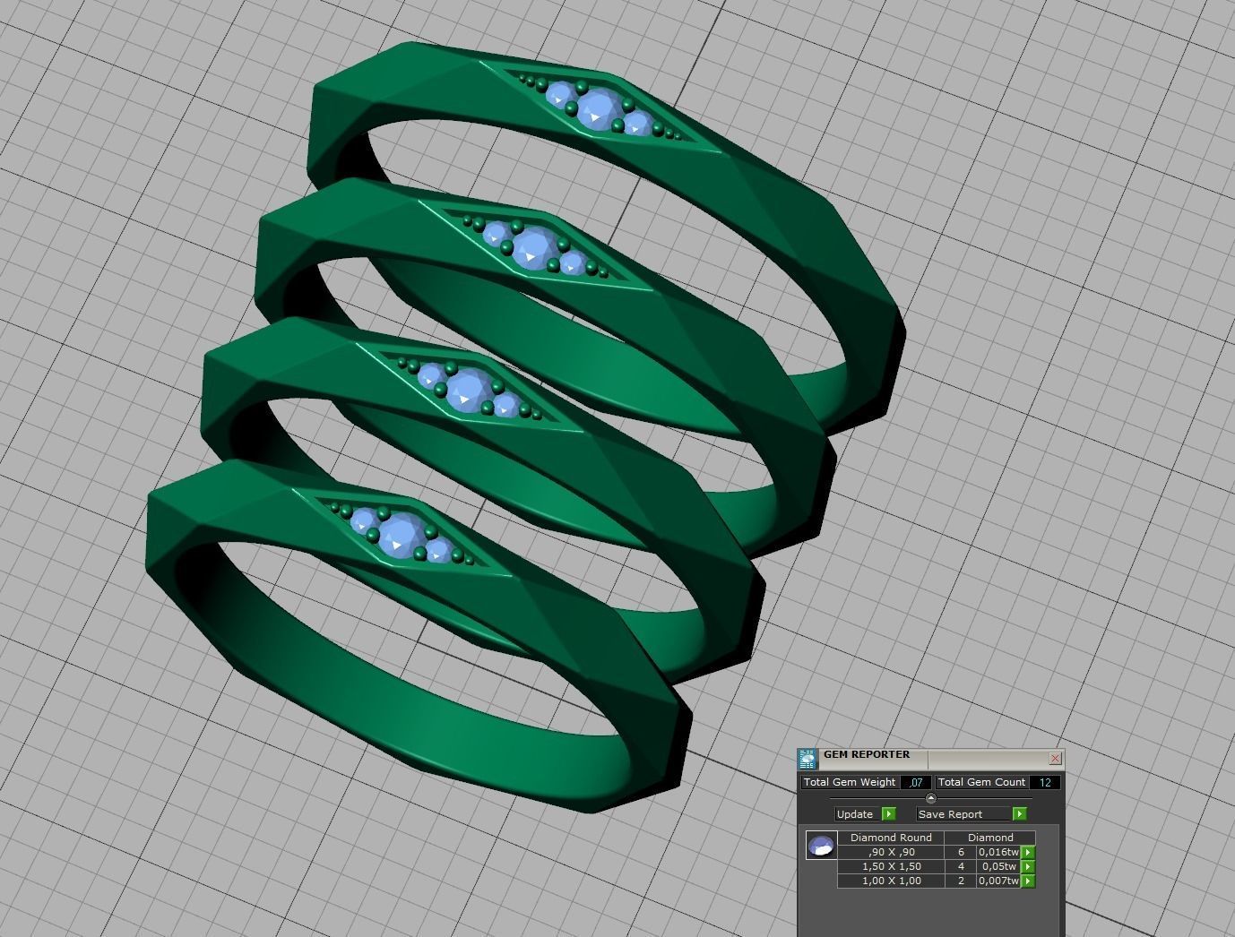 Geometric Faceted Band ring 3dmodel Many sizes 3D print model_9
