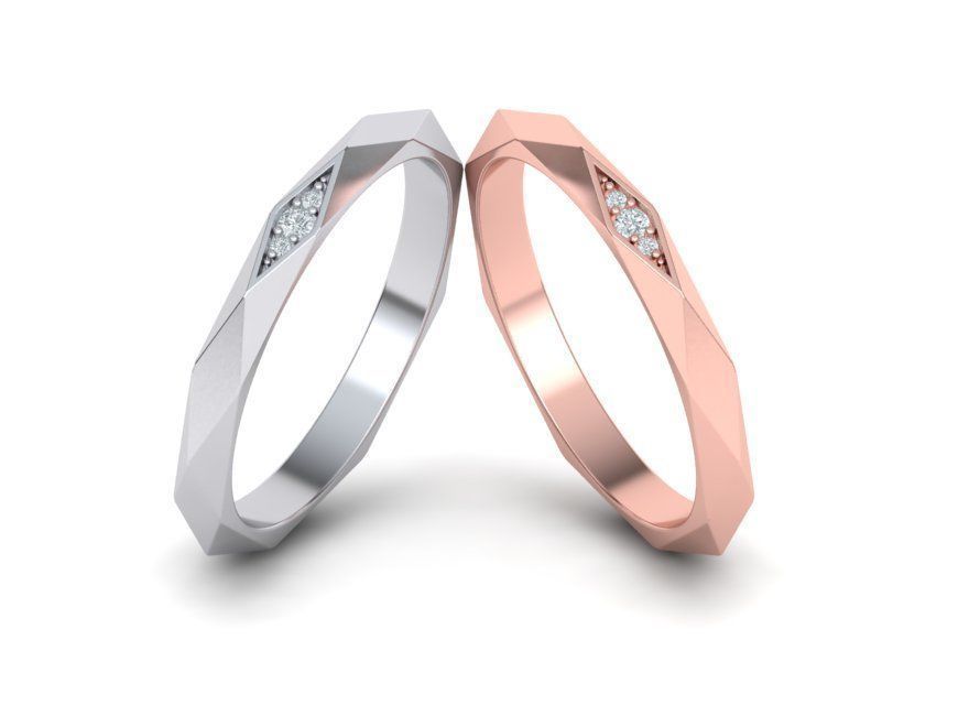 Geometric Faceted Band ring 3dmodel Many sizes 3D print model_2