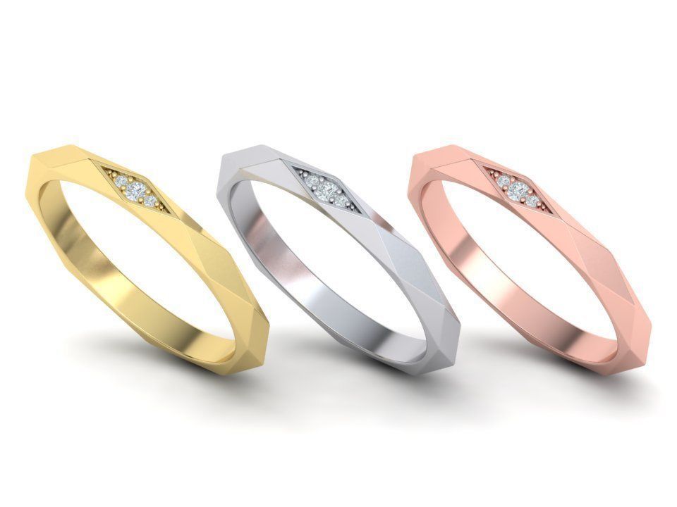 Geometric Faceted Band ring 3dmodel Many sizes 3D print model_4