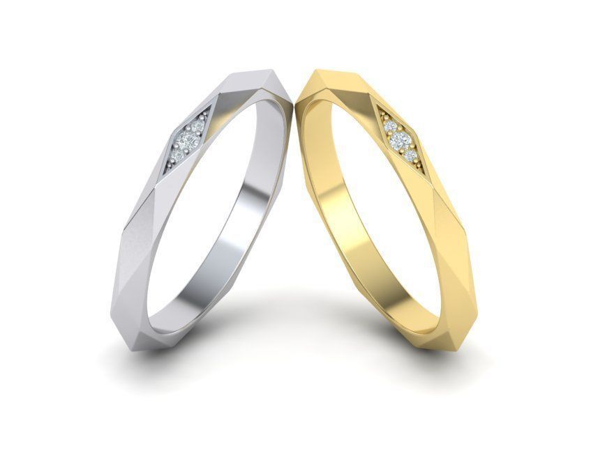 Geometric Faceted Band ring 3dmodel Many sizes 3D print model_3