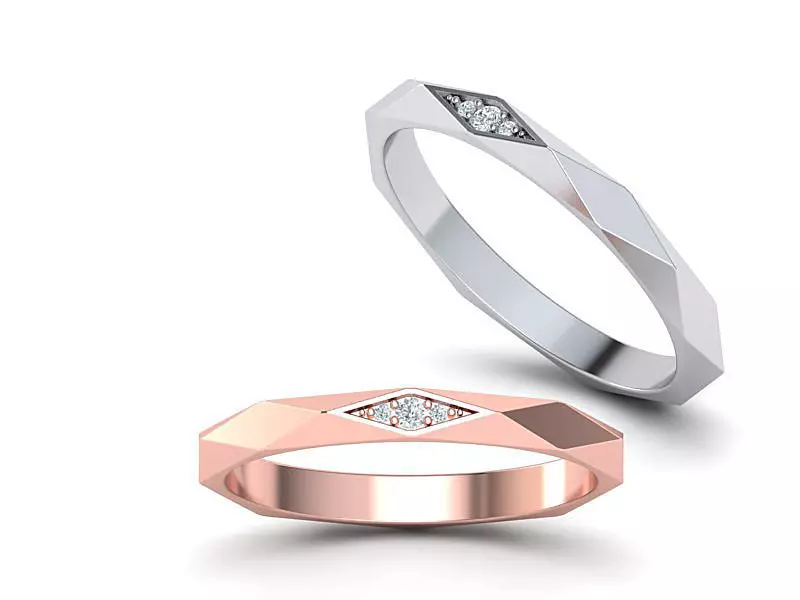 Geometric Faceted Band ring 3dmodel Many sizes 3D print model_0