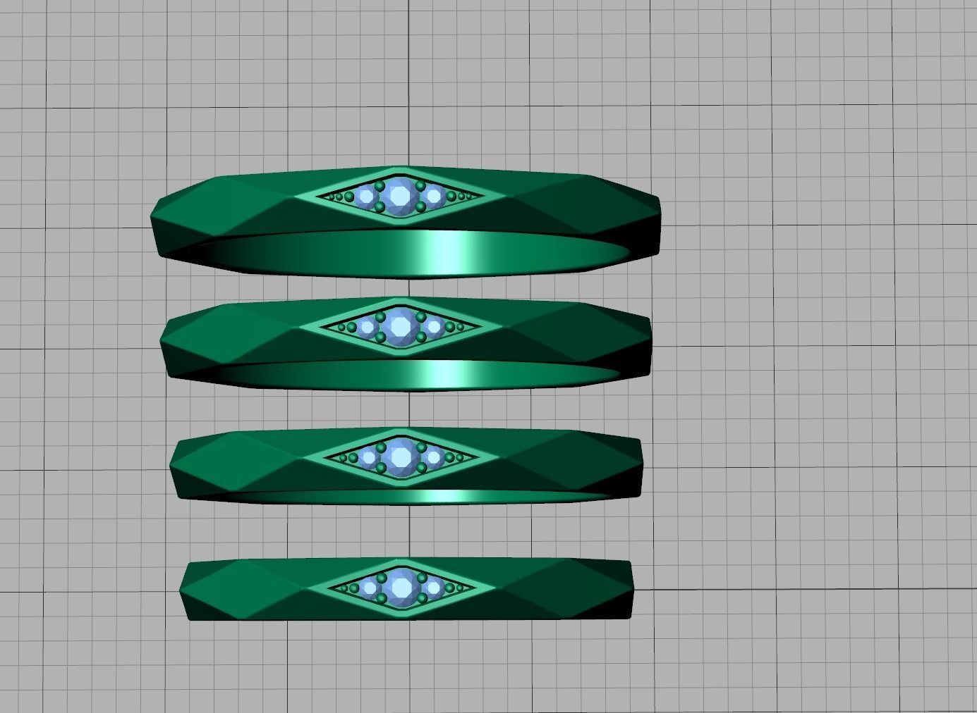 Geometric Faceted Band ring 3dmodel Many sizes 3D print model_6