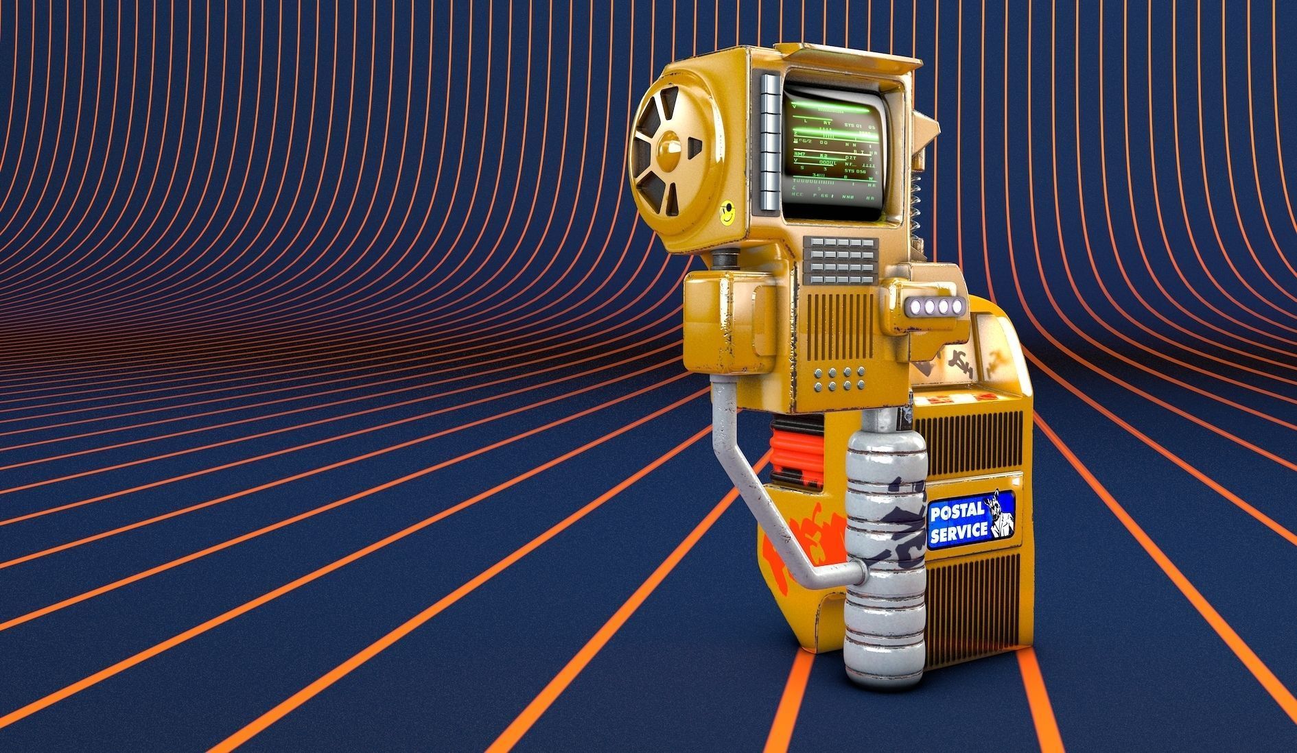 Futuristic Postbox Display Color 3D model_1