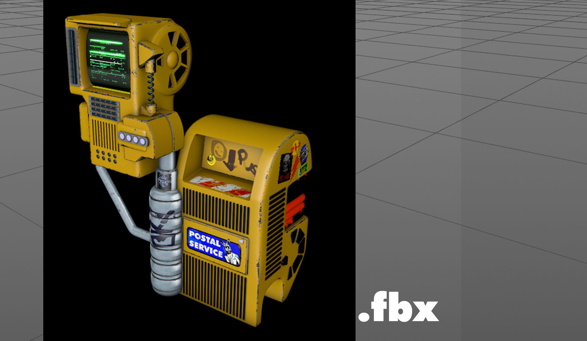 Futuristic Postbox Display Color 3D model_6