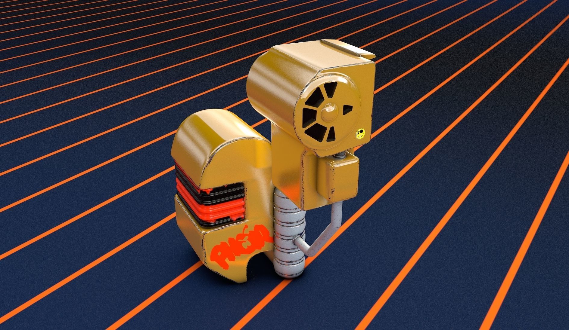 Futuristic Postbox Display Color 3D model_5