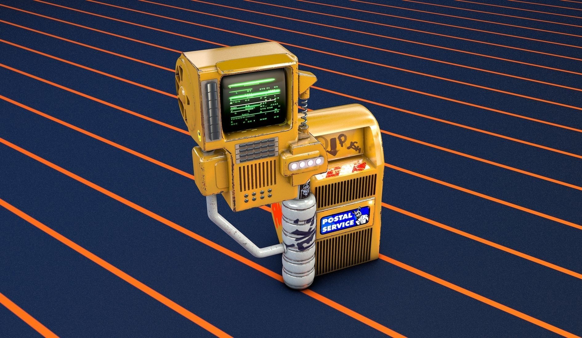 Futuristic Postbox Display Color 3D model_4