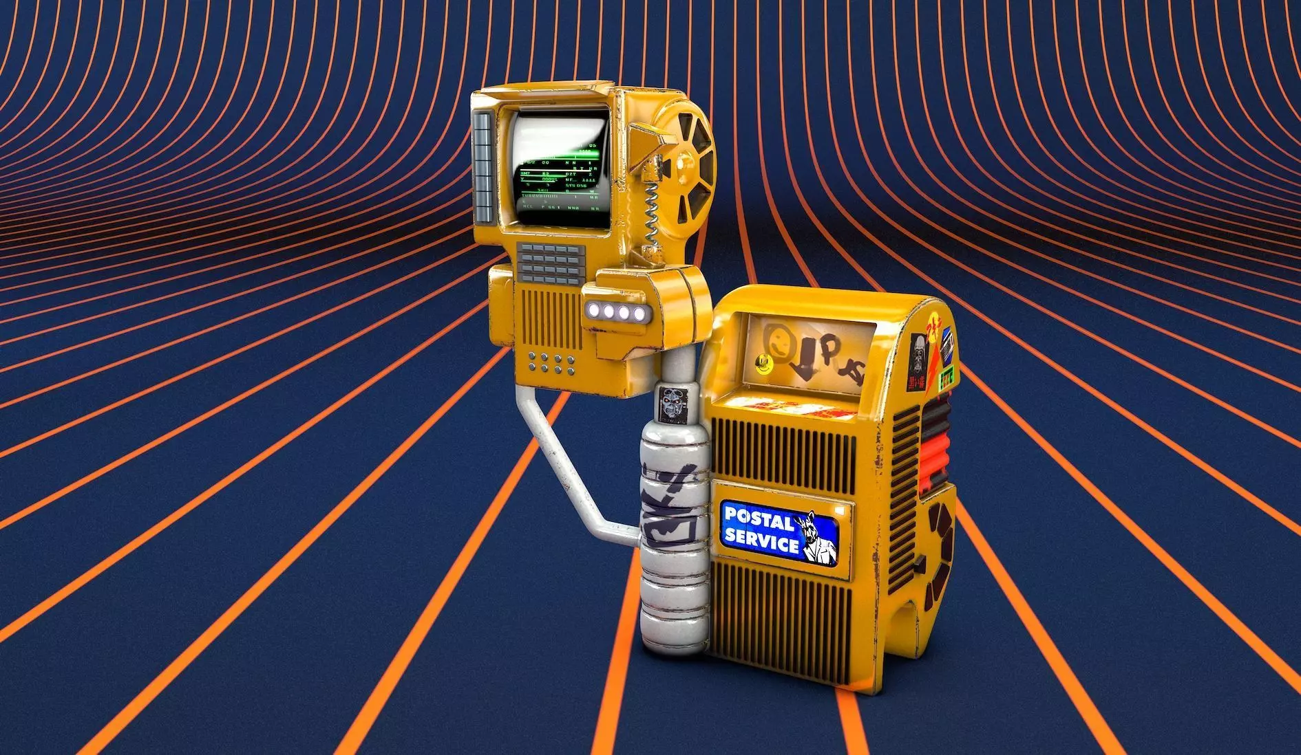 Futuristic Postbox Display Color 3D model_0