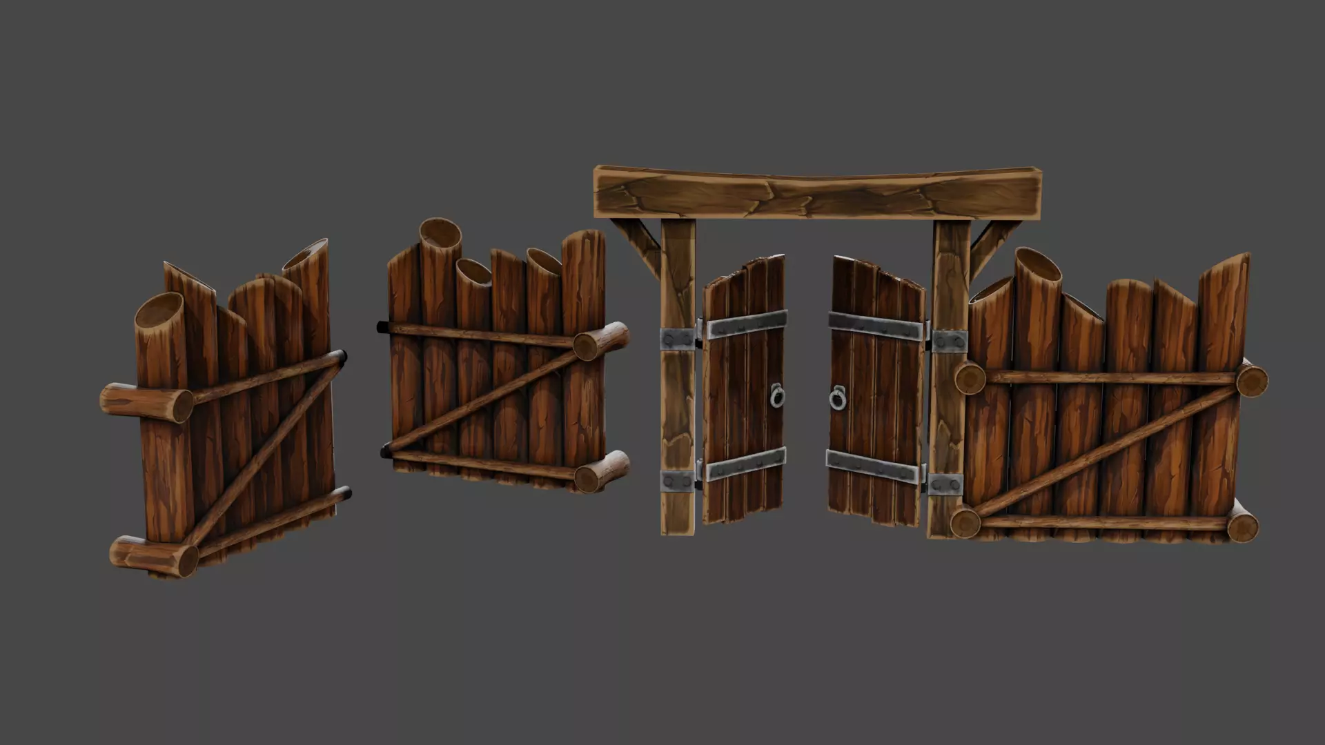 Wooden fence 01 3D model_0