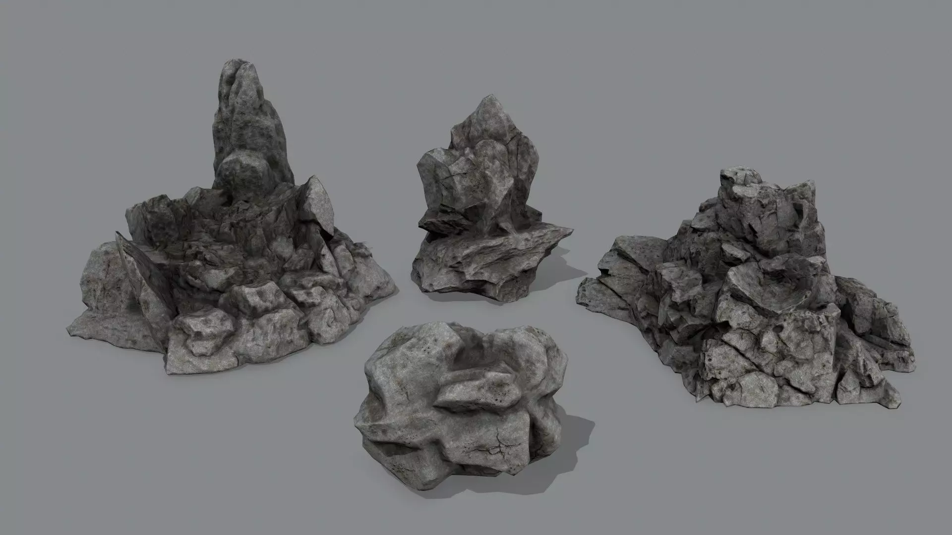Rock Set Low-poly 3D model_0