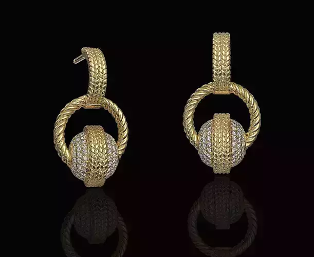 Ball of gems earrings 3D print model