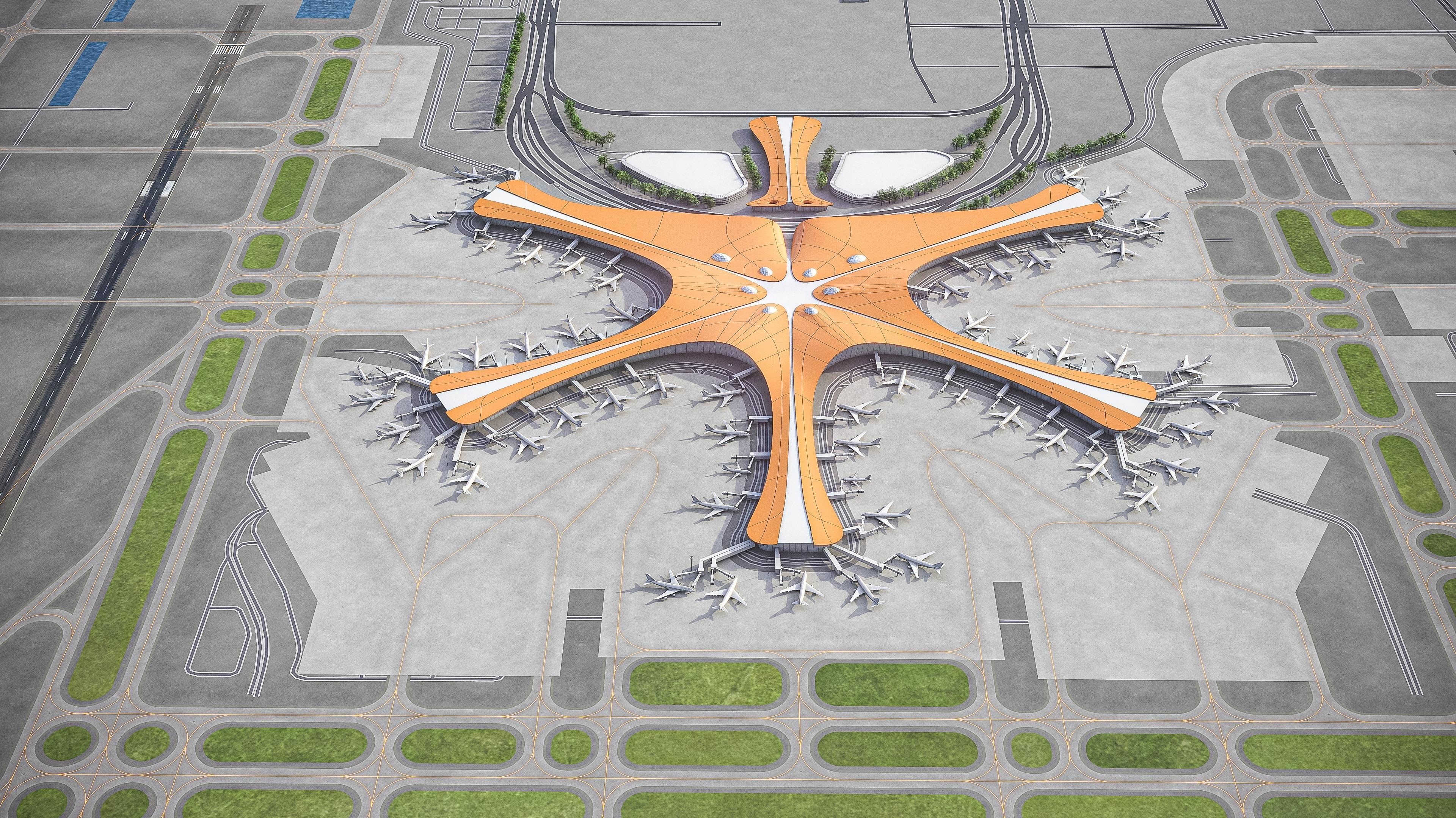 Beijing Daxing Airport Low-poly 3D model_1