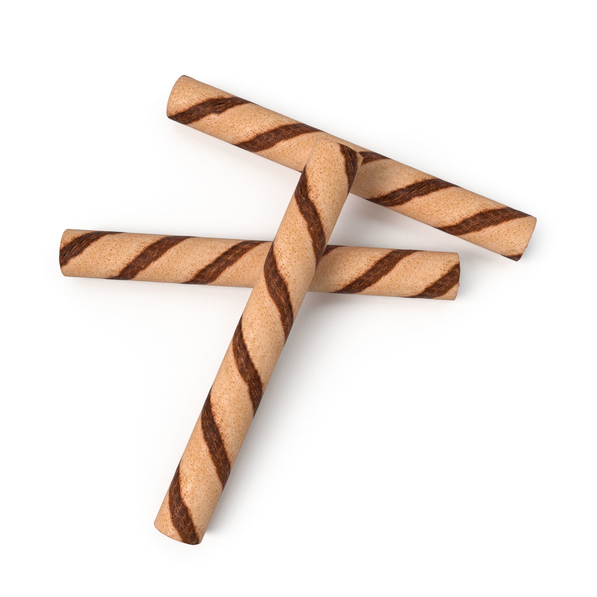 Striped chocolate wafer rolls Low-poly 3D model_3