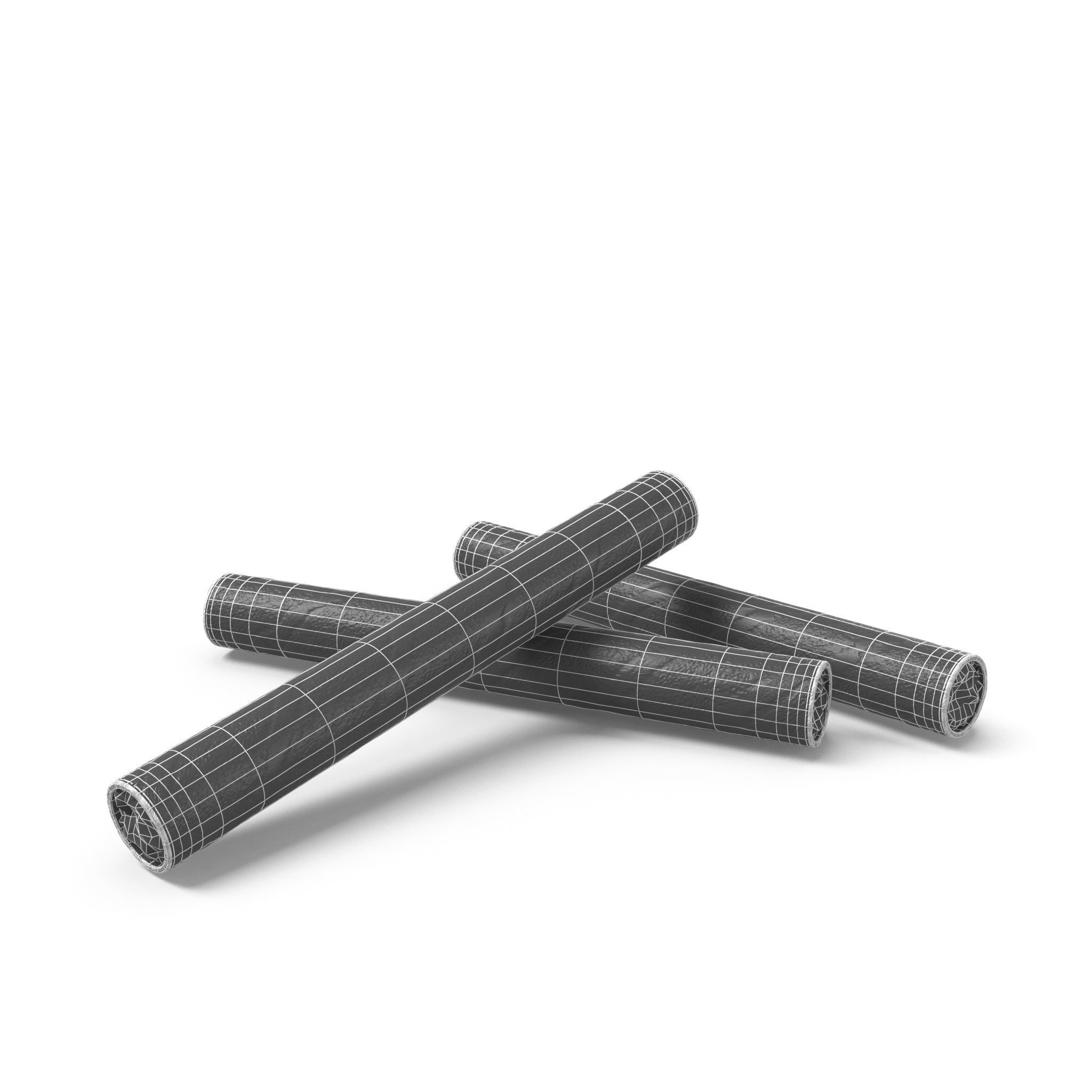 Striped chocolate wafer rolls Low-poly 3D model_5