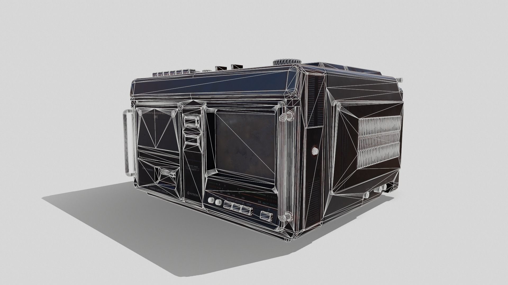 Radio Hitachi Low-poly 3D model_6