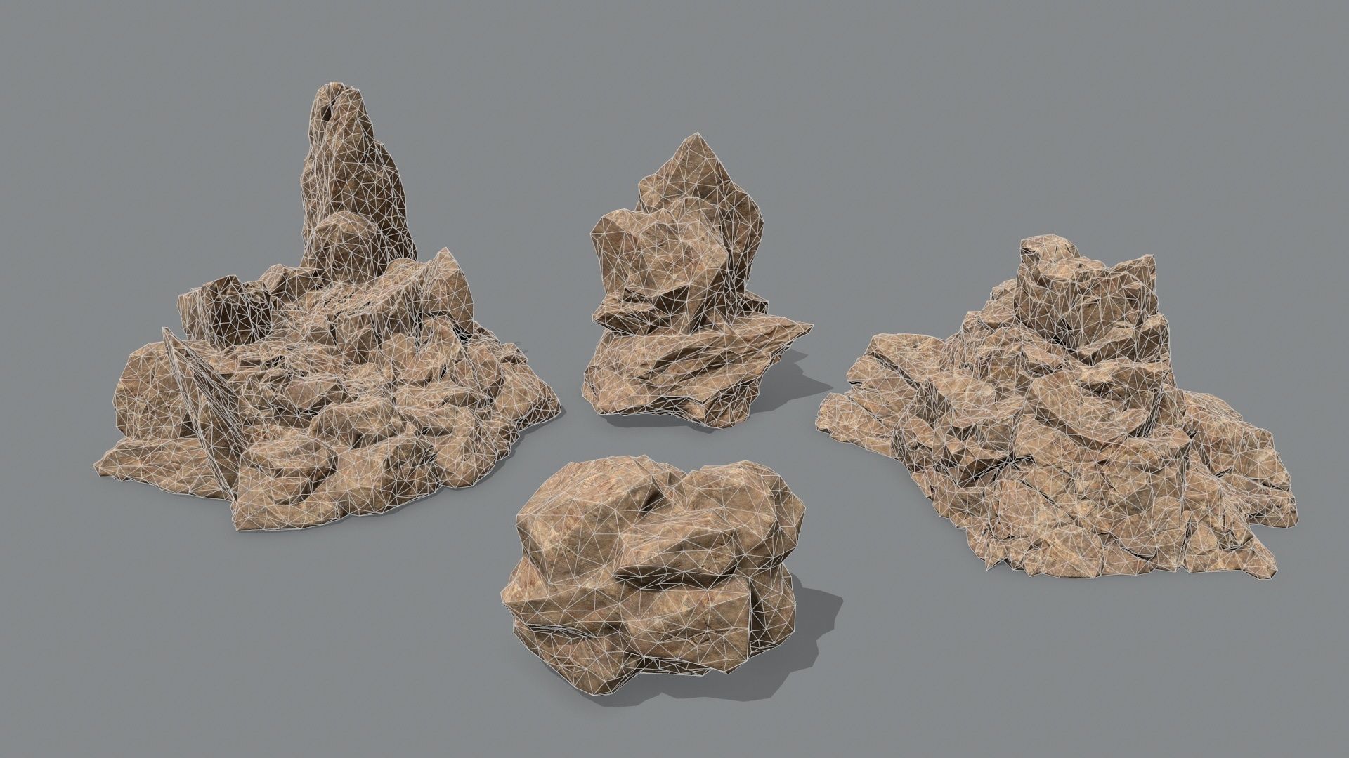 Rock Set Low-poly 3D model_1