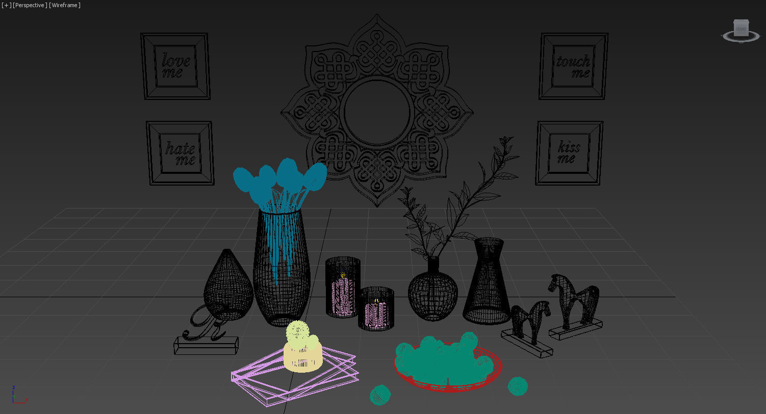 Gold Decorative Set  3D model_5