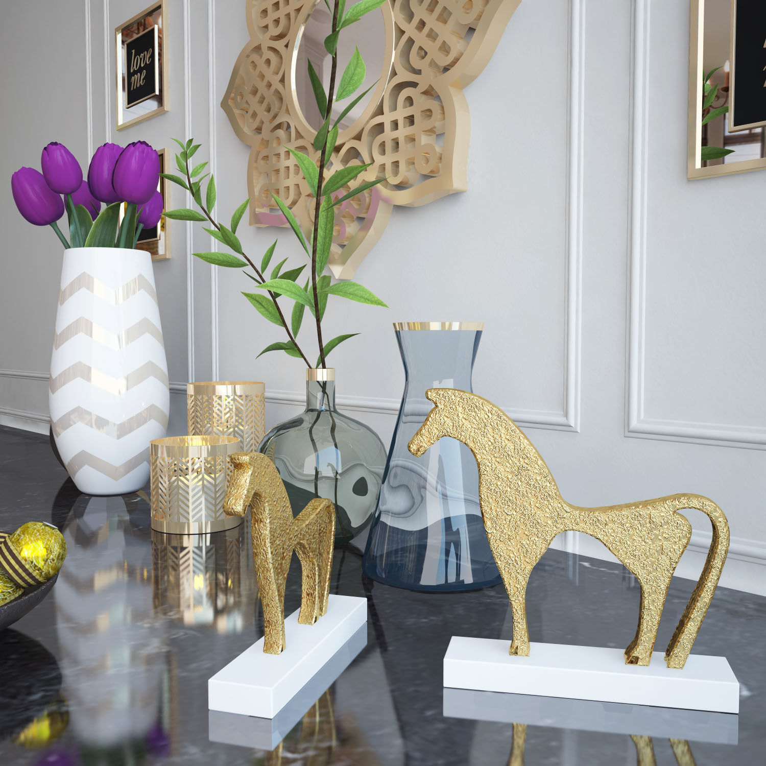 Gold Decorative Set  3D model_1