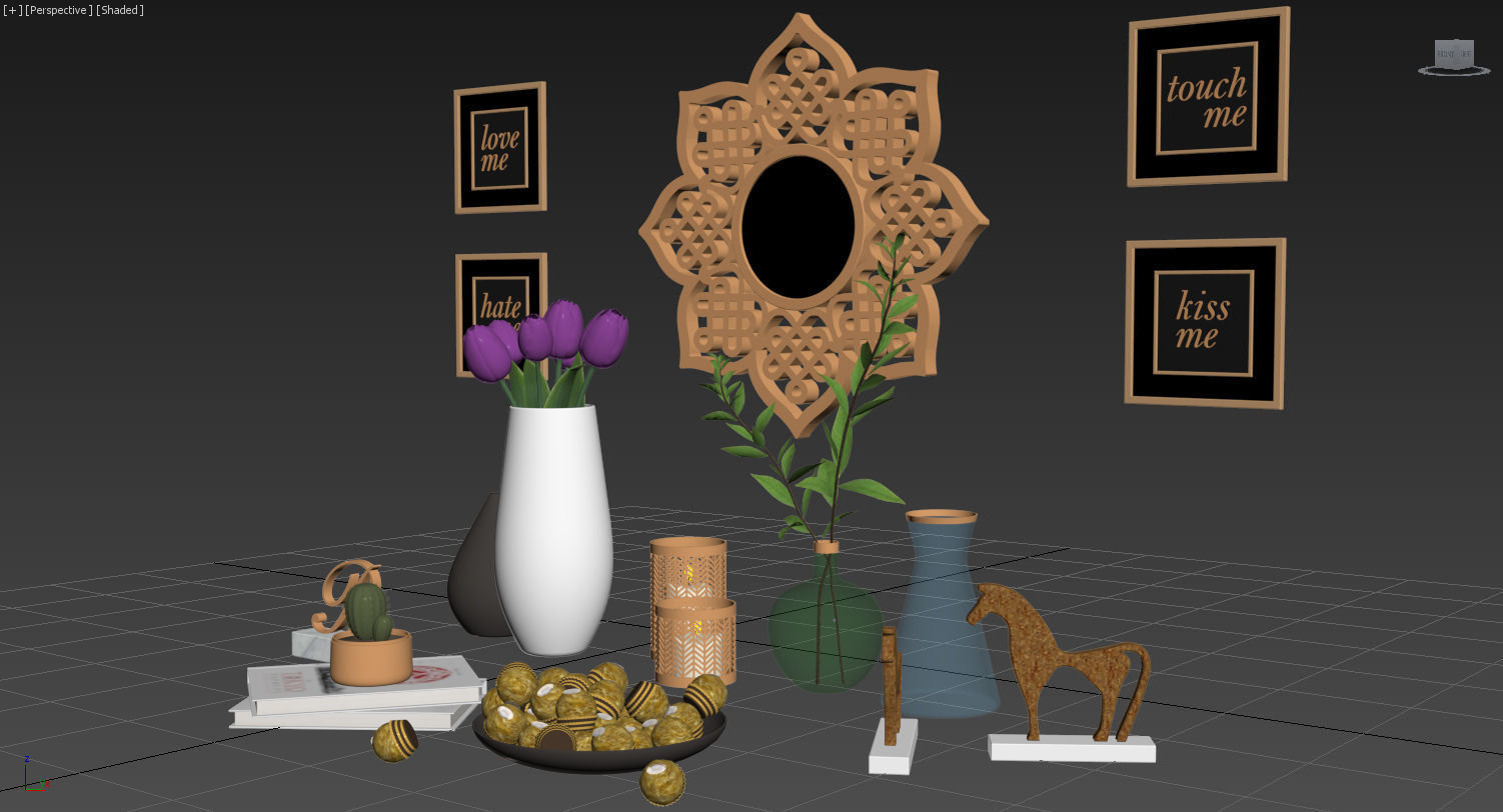 Gold Decorative Set  3D model_4