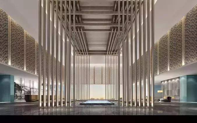 hotel lobby 3D model 3D model