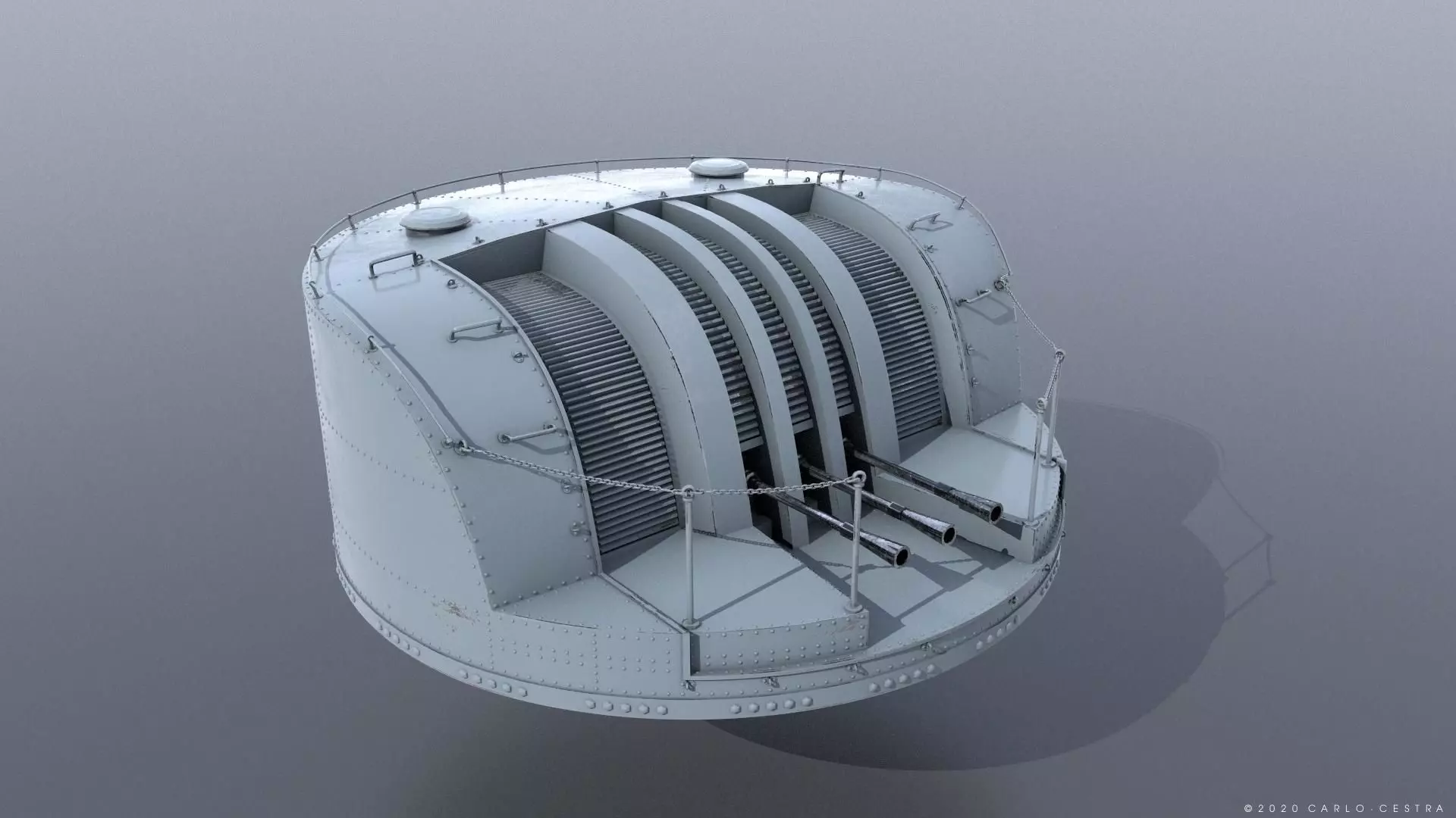 Japanese Type 96 AA gun - 1945 Low-poly 3D model_0