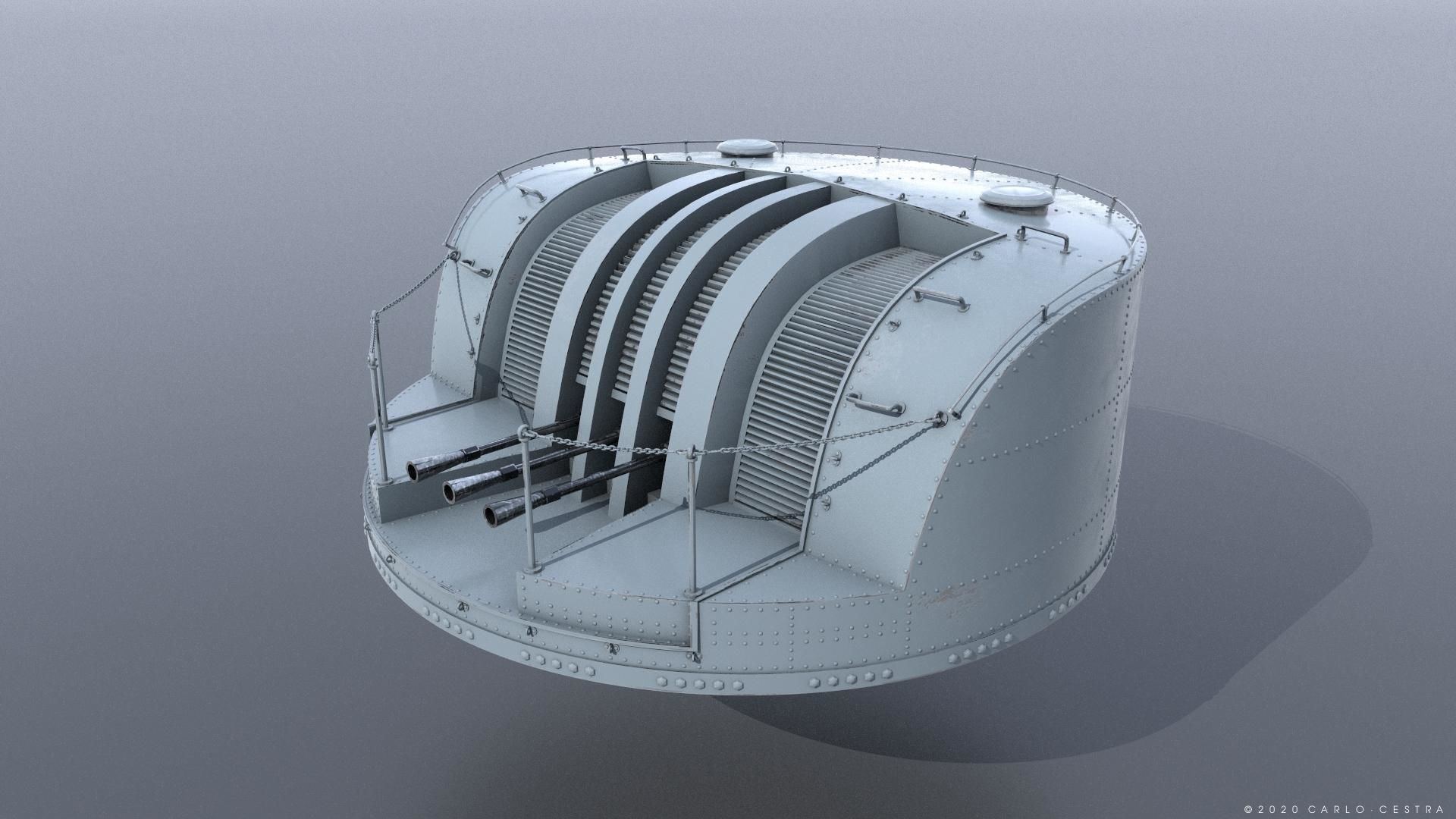 Japanese Type 96 AA gun - 1945 Low-poly 3D model_3