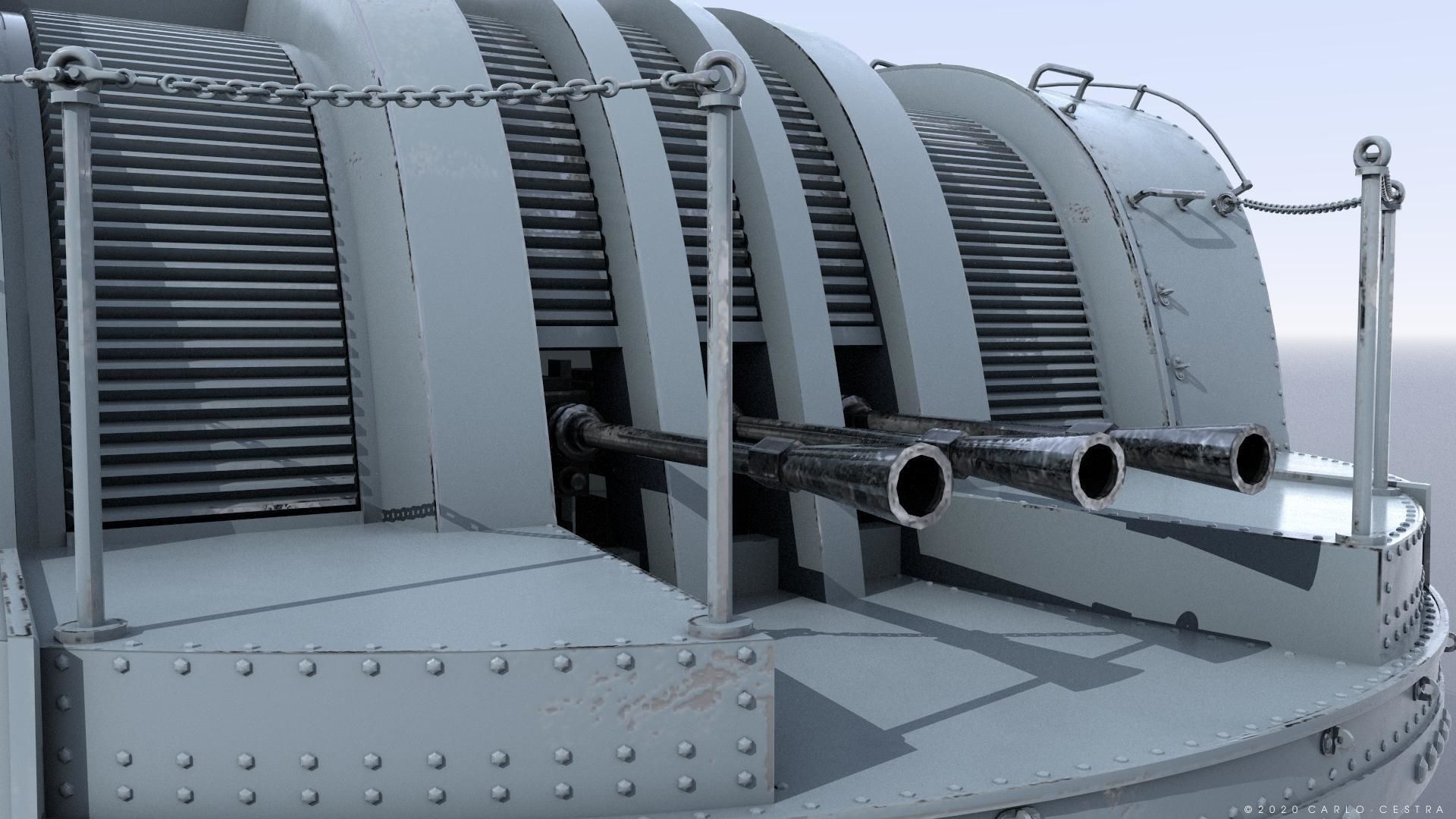 Japanese Type 96 AA gun - 1945 Low-poly 3D model_6