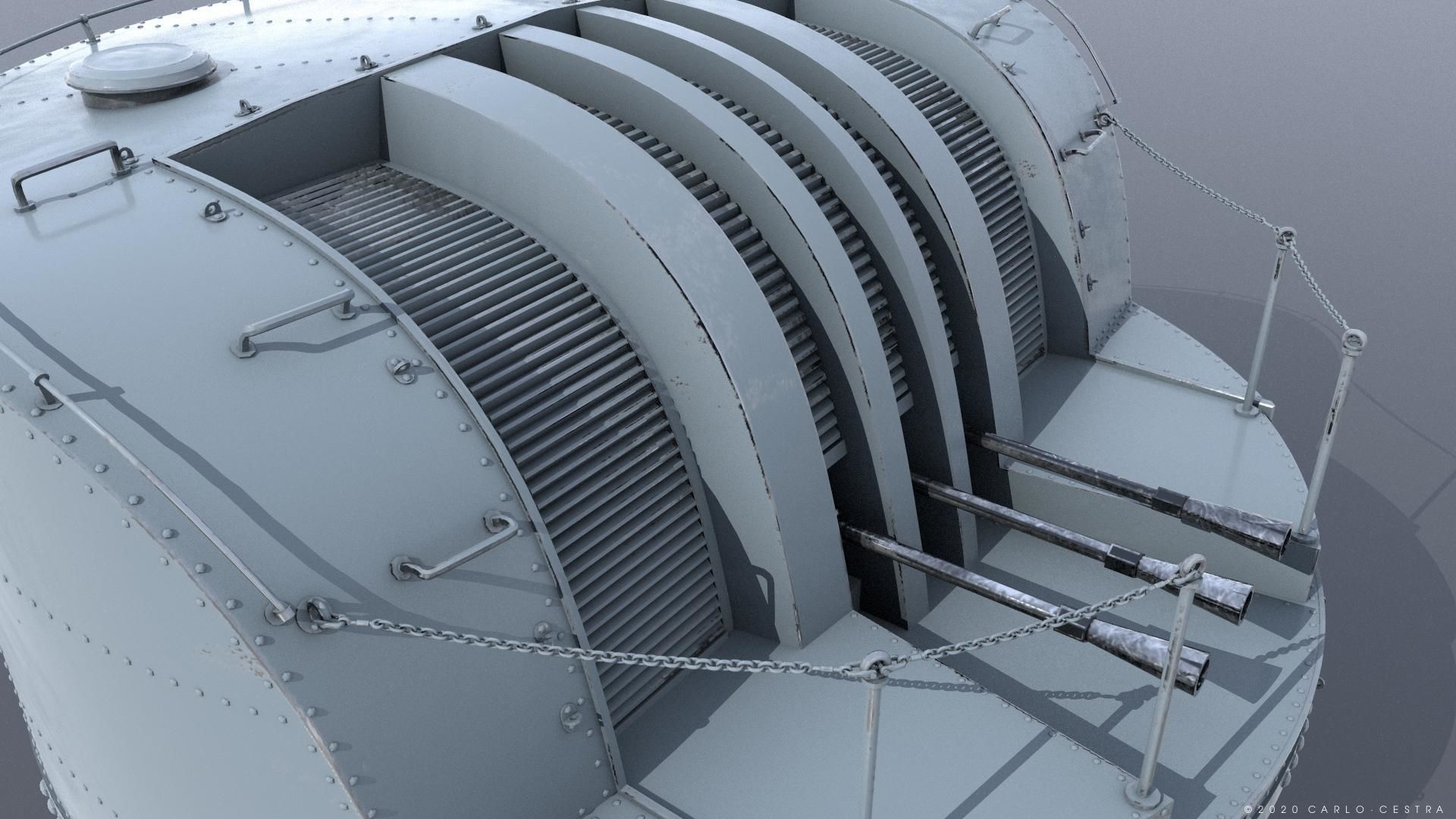 Japanese Type 96 AA gun - 1945 Low-poly 3D model_5